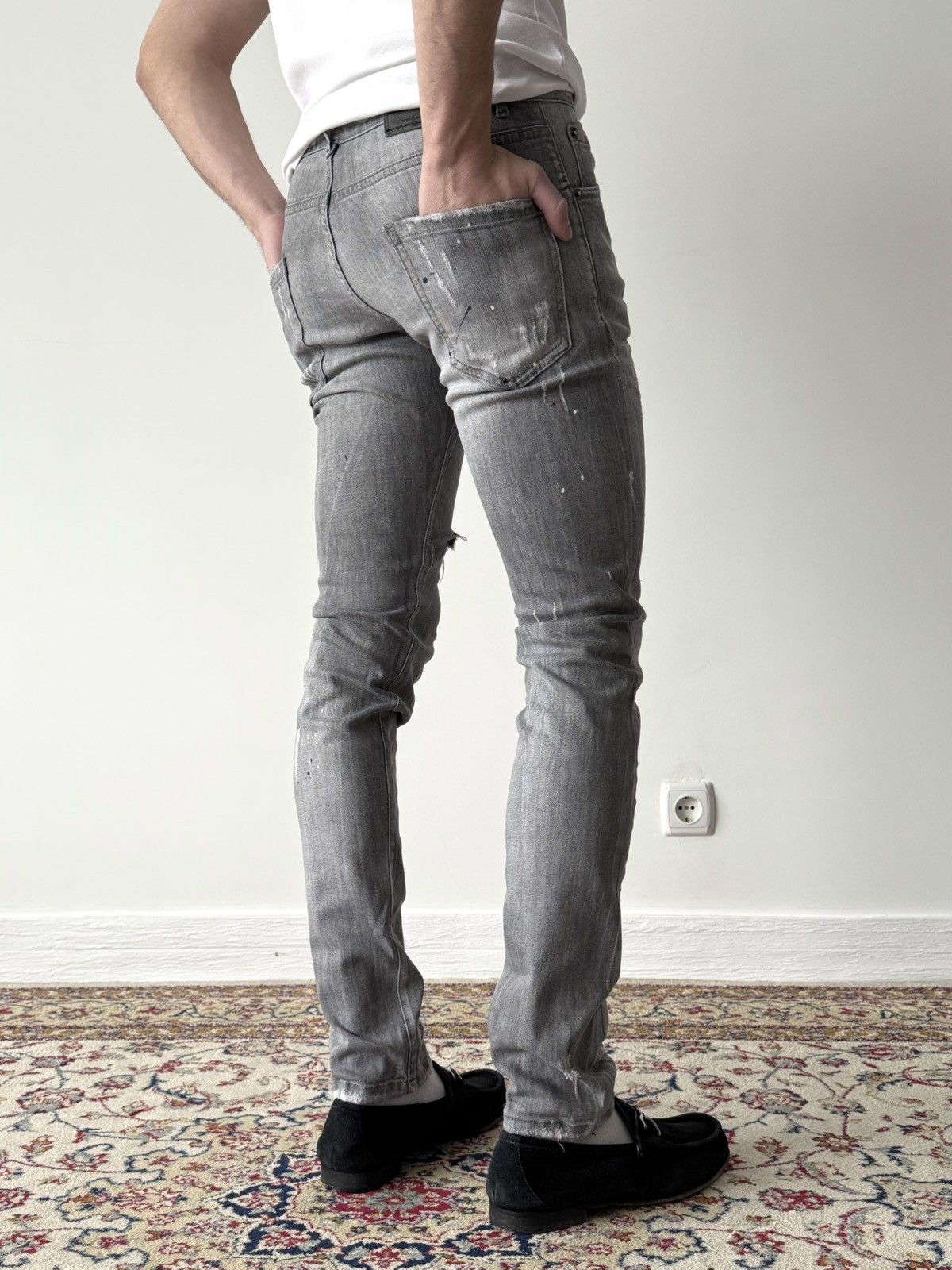 Designer × Dsquared2 Dsquared2 2018 Distressed Painted Skinny Jeans Pants Size US 30 / EU 46 - 2 Thumbnail