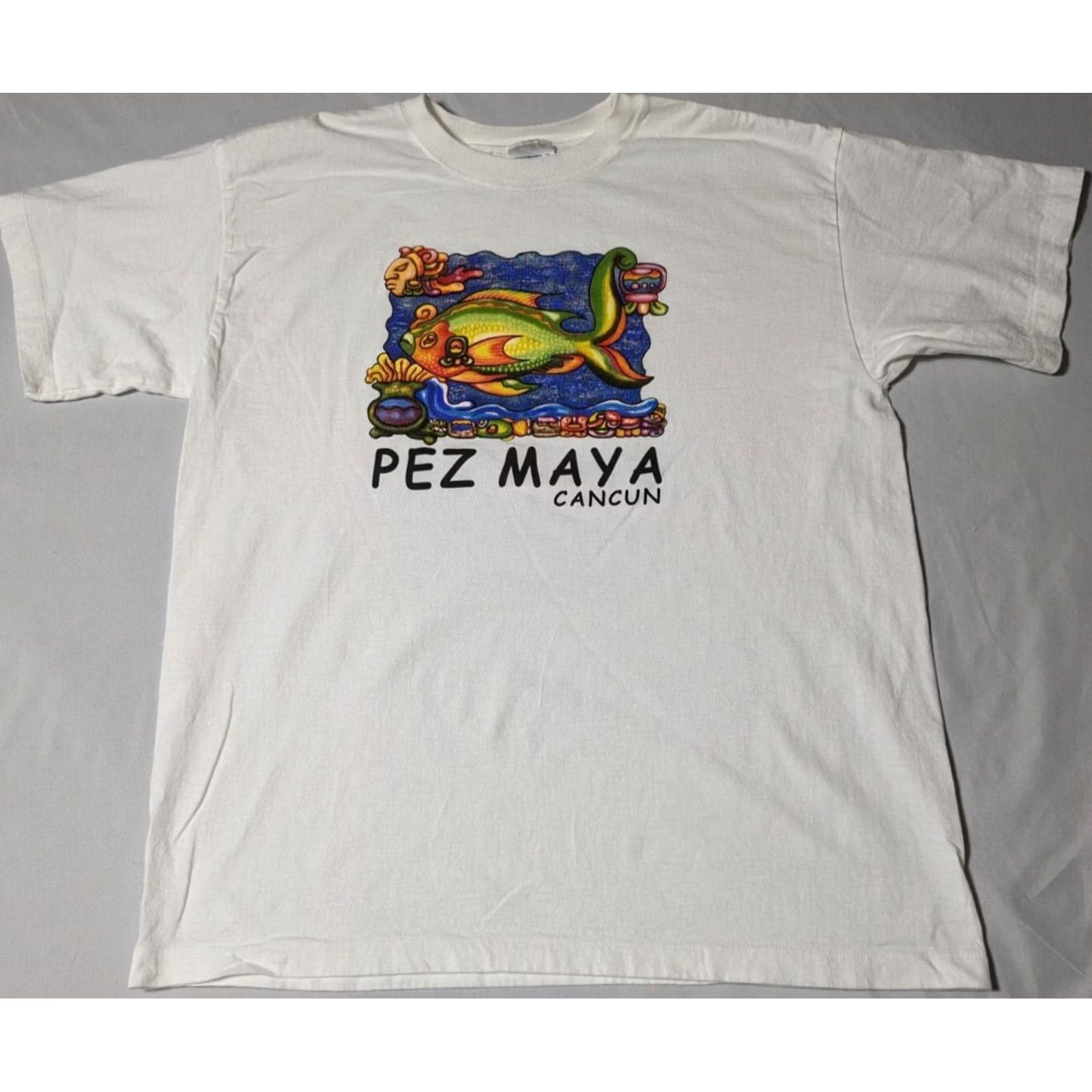 Vintage PEZ MAYA CANCUN Men Size XL White Graphic Tourist T-Shirt Size US XL / EU 56 / 4 - 4 Thumbnail