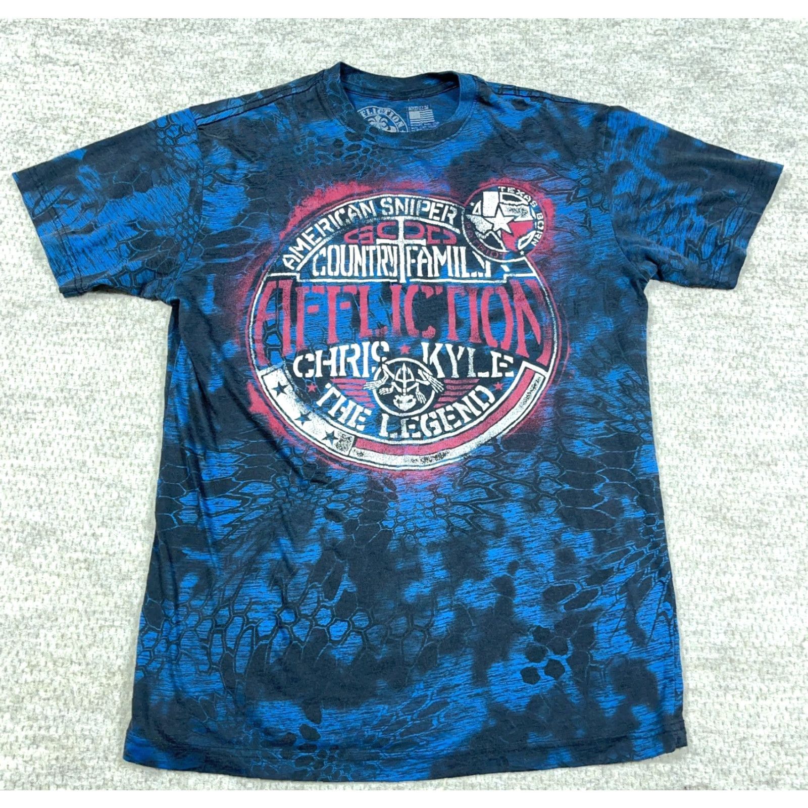 Affliction Affliction Shirt Men Medium Blue Tee Live Fast Chris Kyle MMA Spell Out Tie Dye Graphic Print Size US M / EU 48-50 / 2 - 2 Thumbnail