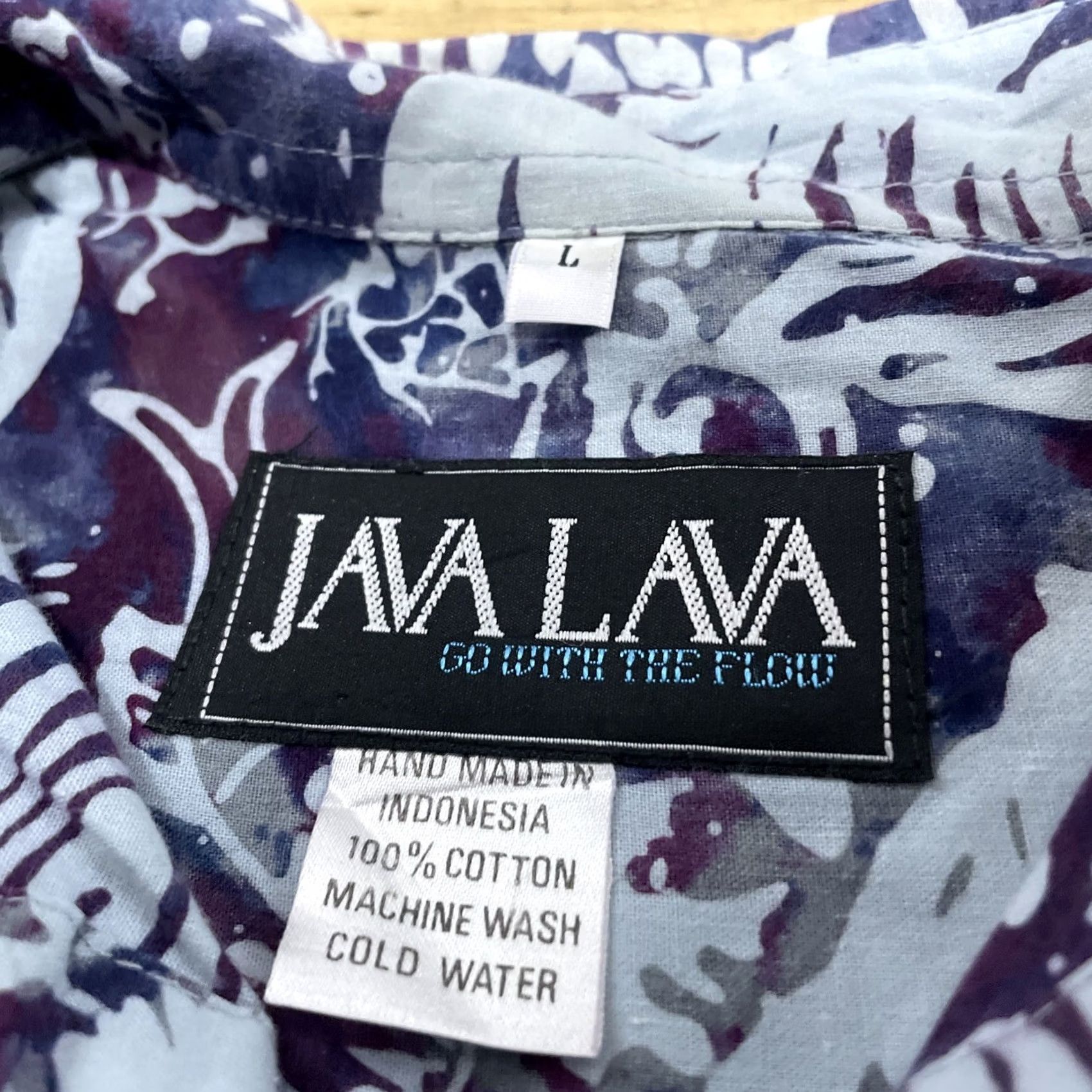 Vintage Java Lava Go With Flow Vintage 90s Fish Print Shirt Men L Blue Oversized Button-Up Casual Shirts Size US L / EU 52-54 / 3 - 5 Thumbnail
