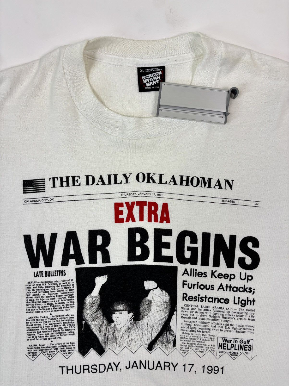 Unsound Rags × Vintage 1991 “War Begins” Saddam Hussein Gulf War Desert Storm Tee Size US XL / EU 56 / 4 - 3 Thumbnail