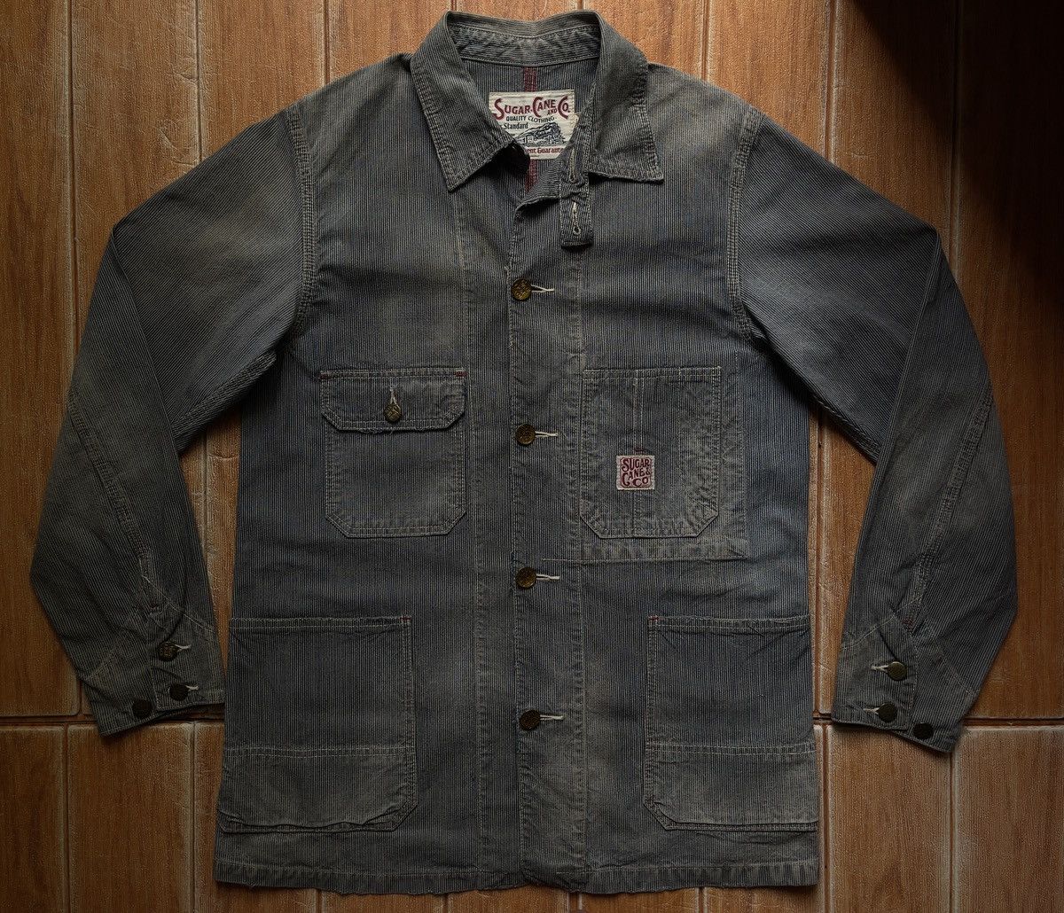 Sugar Cane × Vintage ❌S O L D❌90s Sugar Cane Hickory Stripe good Aging & fading Size US S / EU 44-46 / 1 - 1 Thumbnail