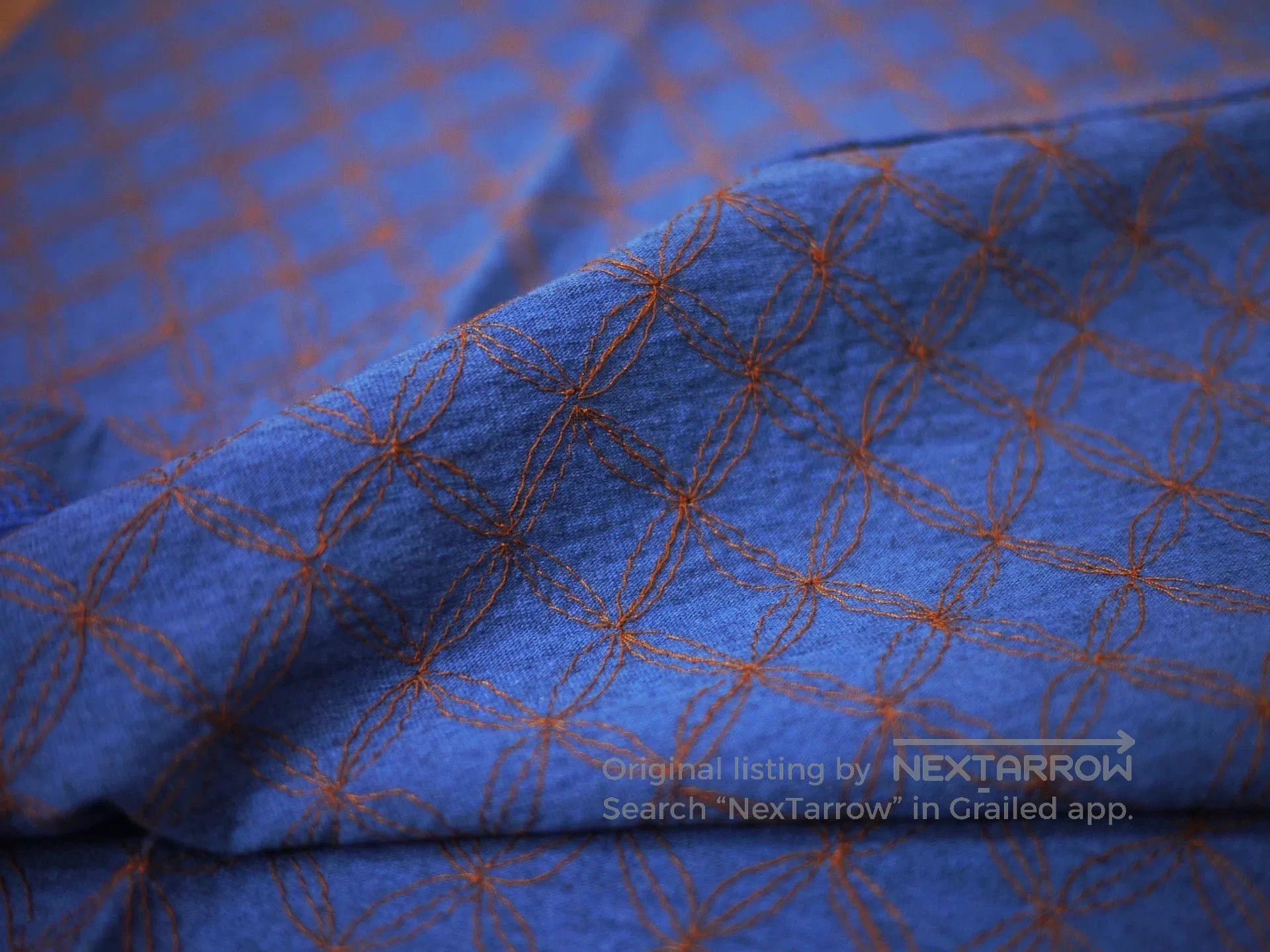 Visvim Blue Diamond Pattern Short Sleeve T-Shirt with Pocket. Size US S / EU 44-46 / 1 - 7 Thumbnail