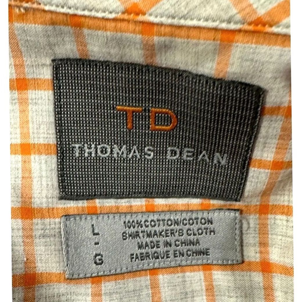 Vintage Thomas Dean Shirt Mens Large Orange Grid Check Plaid Button Down Long Sleeve Size US L / EU 52-54 / 3 - 3 Thumbnail