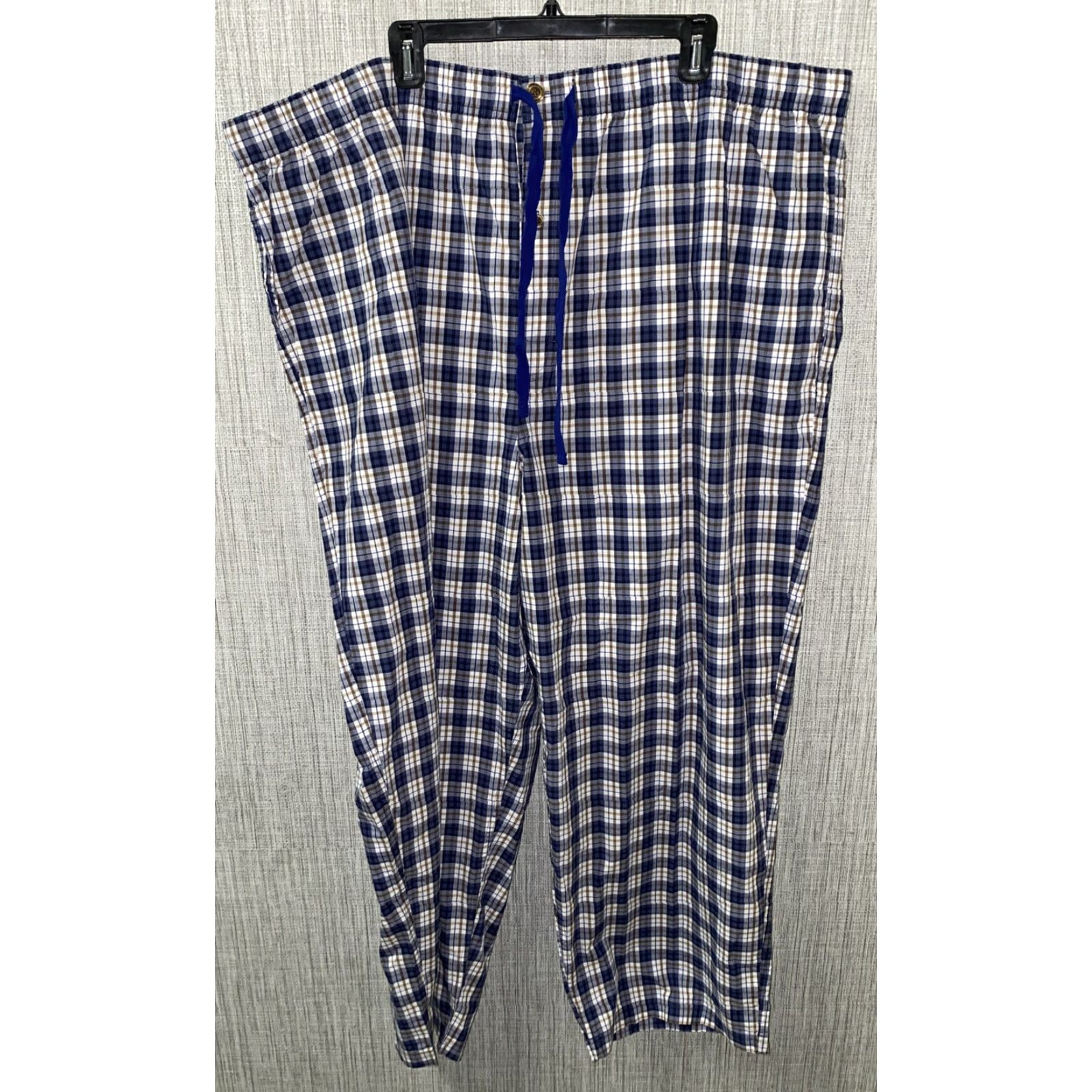Cremieux Cremieux Pajama Pants Mens 4XB Blue/White Plaid NWT Big & Tall 100% Cotton Size US 39 - 2 Thumbnail