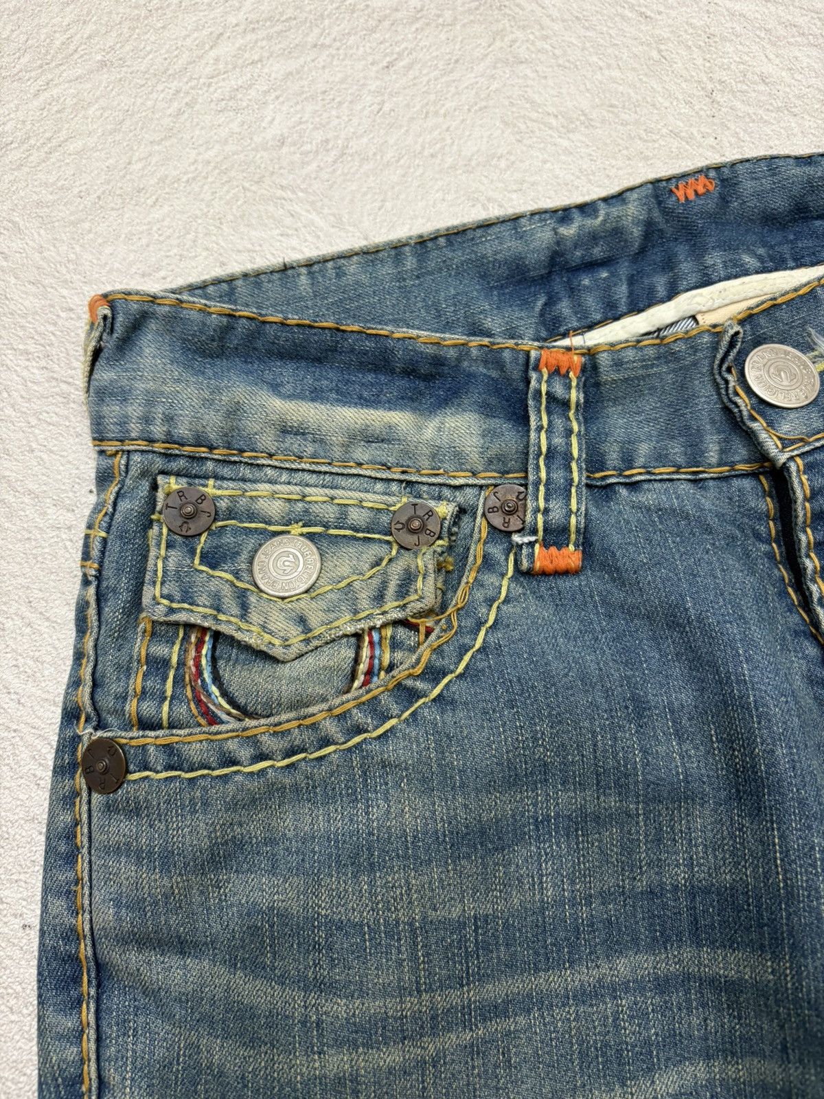 Japanese Brand 00s True Religion Joey Flare Denim Stonewash Y2K USA Size US 30 / EU 46 - 10 Thumbnail