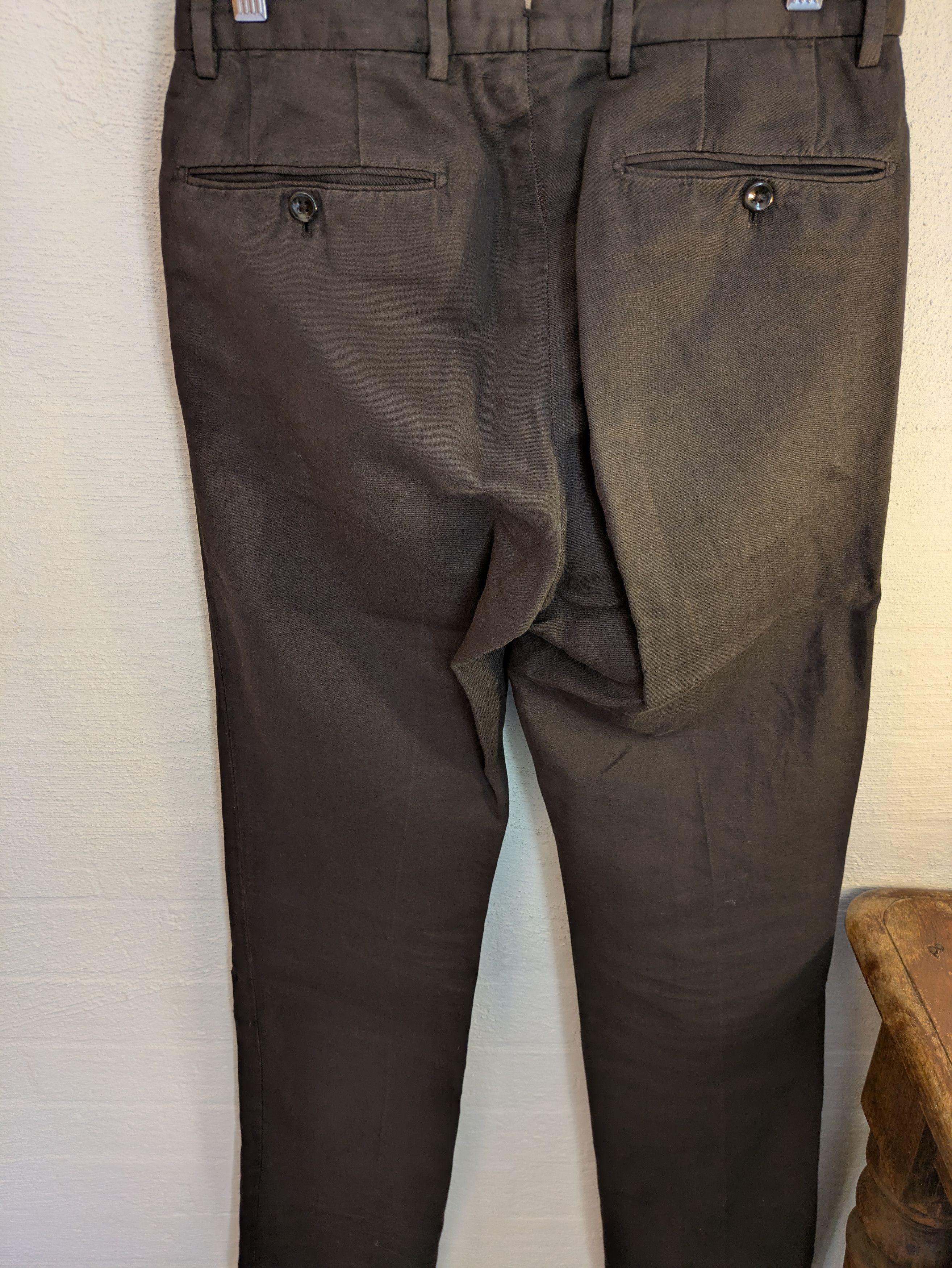 Incotex Incotex “Chinolino” Linen–Cotton Trousers – Dark Brown Size US 28 / EU 44 - 3 Thumbnail