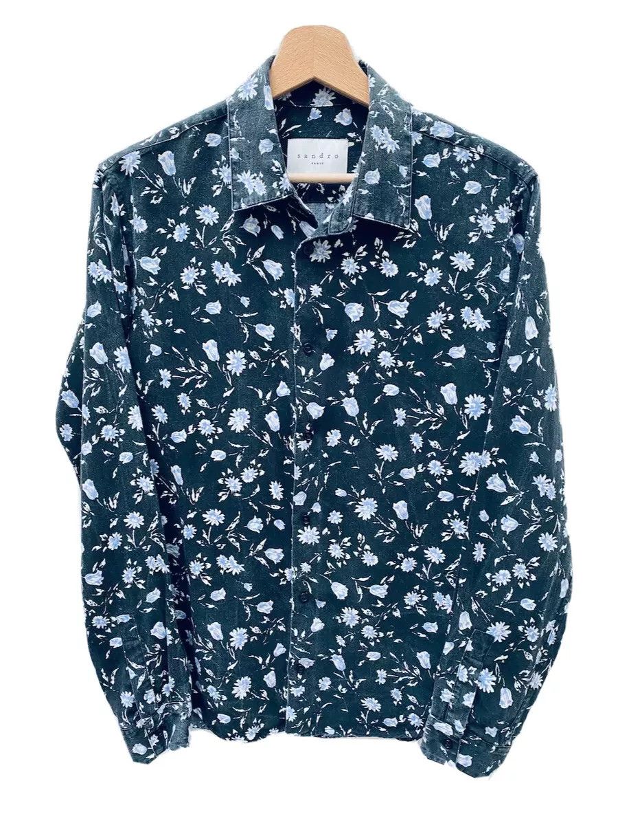 Sandro Grey / Black Hawaiian Shirt Size US S / EU 44-46 / 1 - 2 Thumbnail