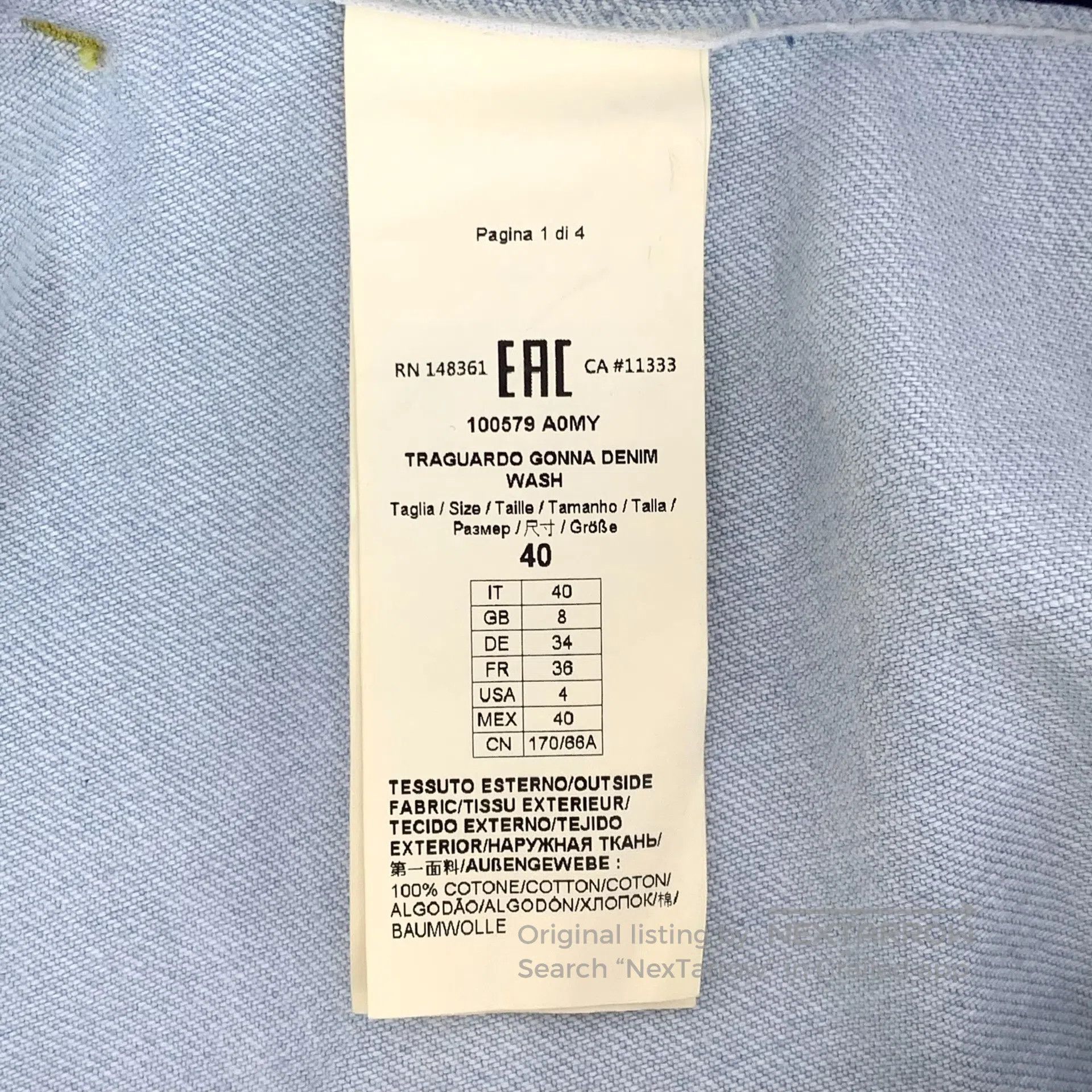 Pinko PINKO Light Blue Cotton Logo Belted Denim Skirt| Size 39" - 8 Thumbnail