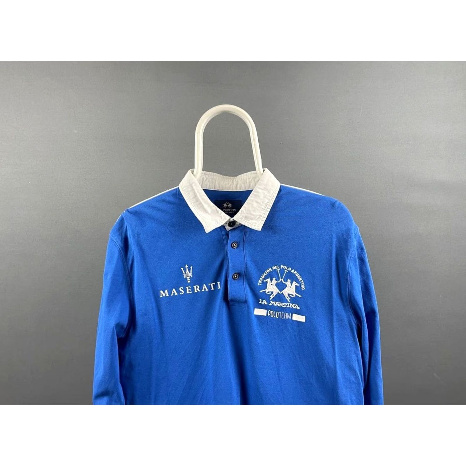 La Martina La Martina Polo Shirt Blue Mens Slim-Fit Long Sleeve Regular Size L Embroidered Collar Polo Size US L / EU 52-54 / 3 - 7 Thumbnail