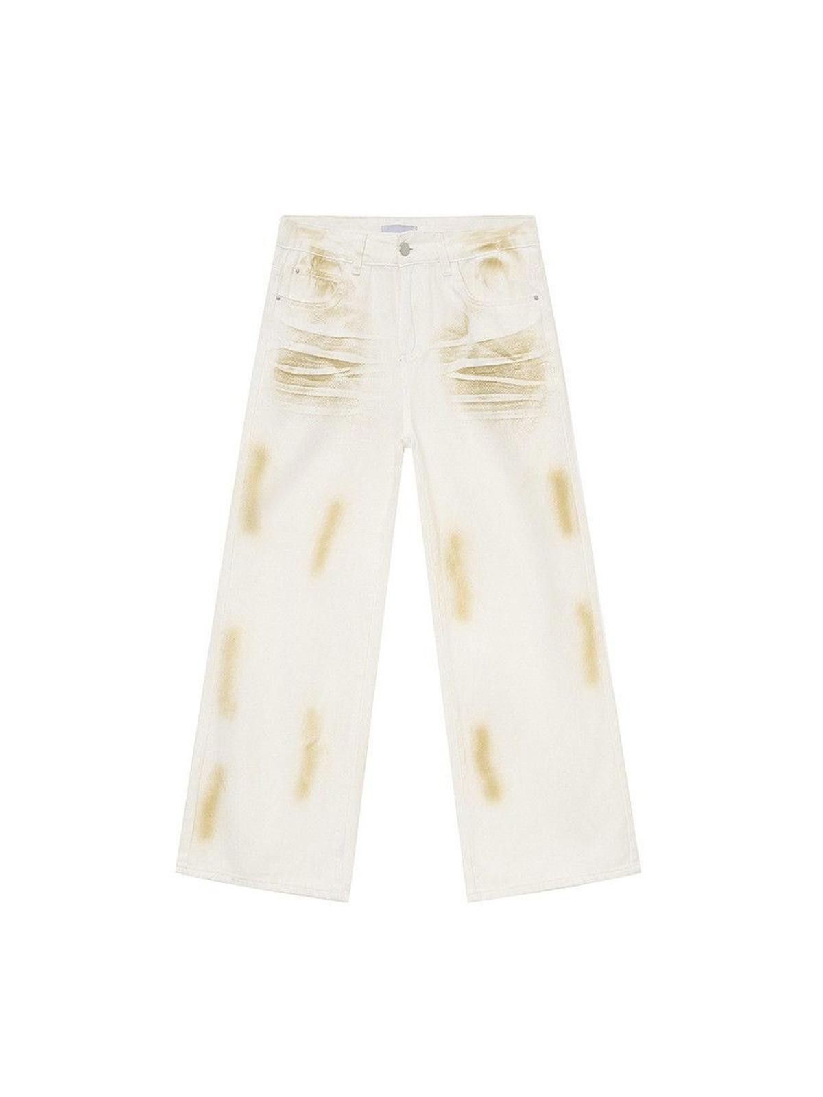 Vintage Paint Splatter White Baggy Denim Jeans Size US 30 / EU 46 - 1 Thumbnail