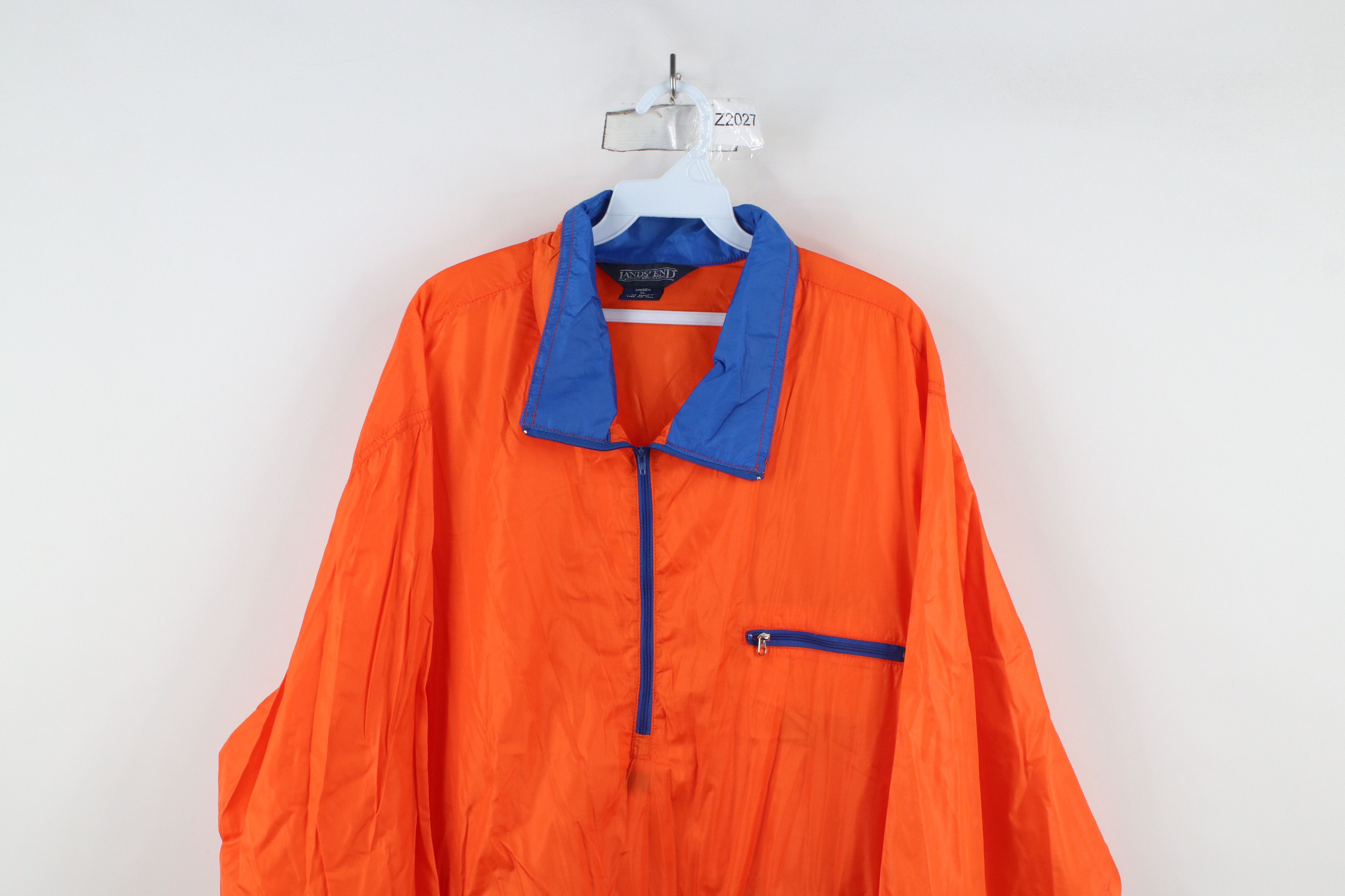 Lands' End × Vintage Vintage 90s Lands End Half Zip Windbreaker Jacket Orange USA Size US XL / EU 56 / 4 - 2 Thumbnail