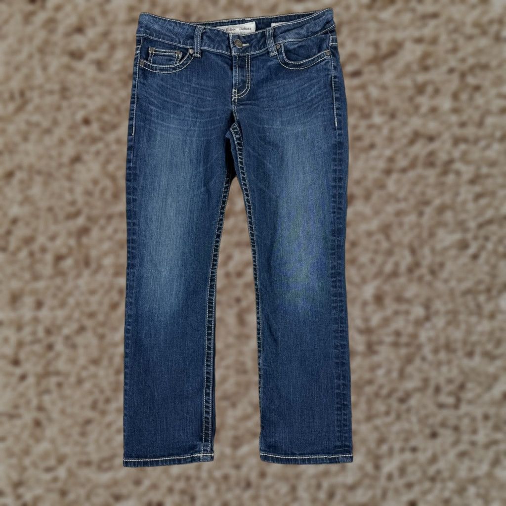 Vintage BUCKLE Womens Jeans 30 Blue Denim Dakota Straight Mid Rise Cotton Stretch 80s Retro Casual Fall Summer Women Size 30" / US 8 / IT 44 - 1 Thumbnail