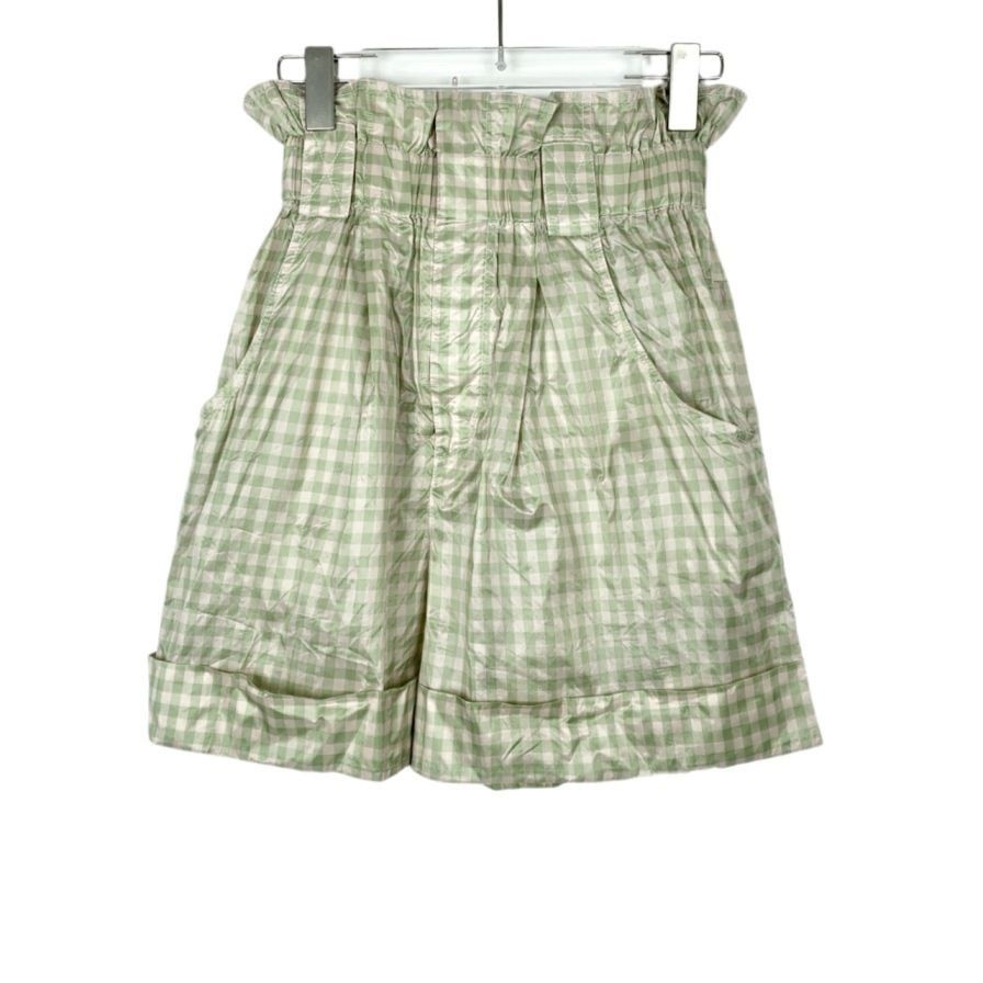 Fendi Fendi Green Checkered Elastic-Waist Silk Casual Shorts (Size Size 40" / US 18 - 1 Thumbnail