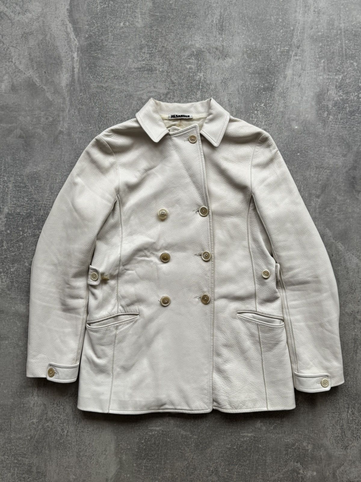Jil Sander Vintage Jil Sander Leather Blazer Jacket White Size XS / US 0-2 / IT 36-38 - 1 Thumbnail