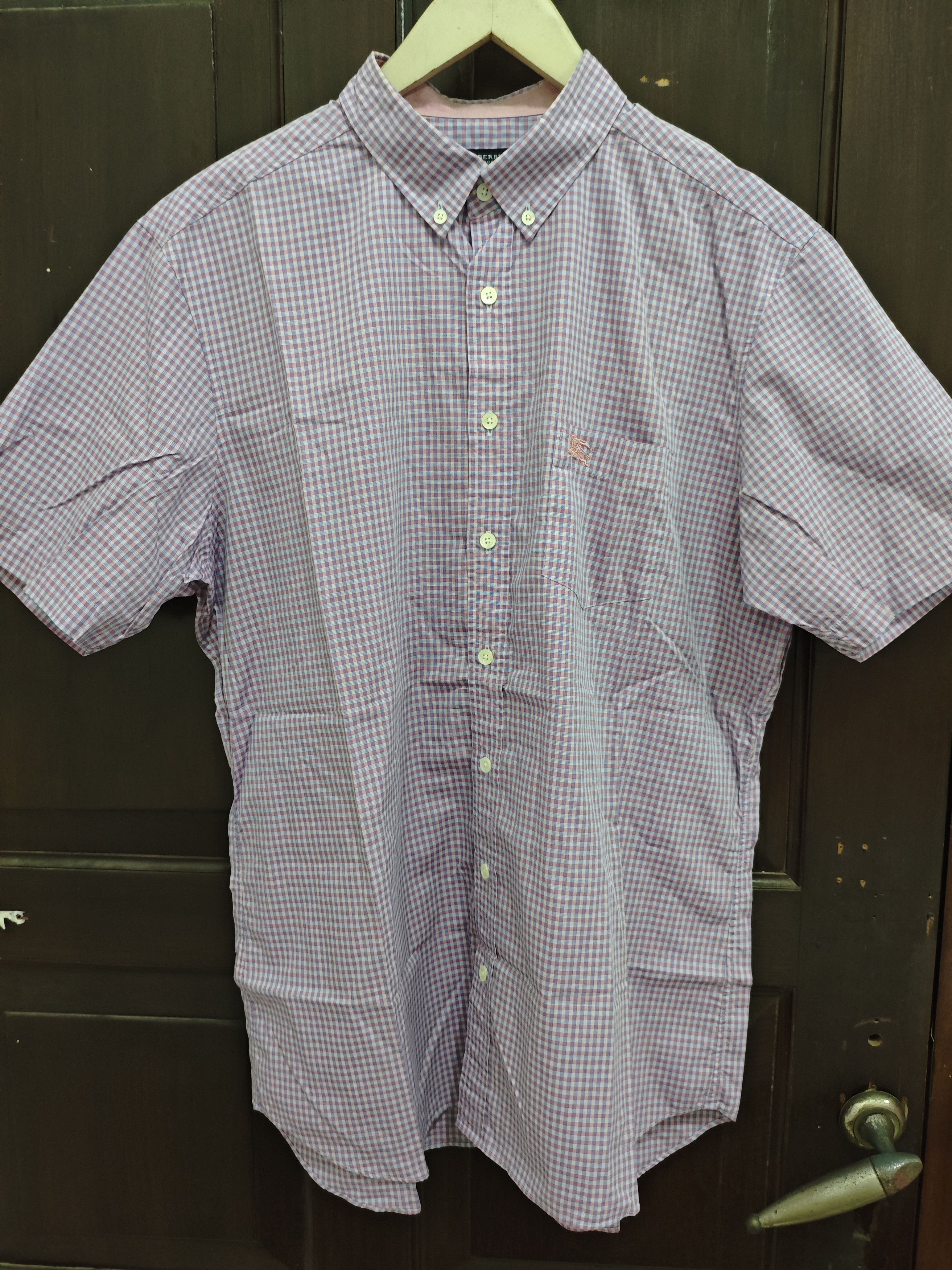 Burberry Burberry Pink Checked Short sleeve shirt Size US XL / EU 56 / 4 - 1 Thumbnail