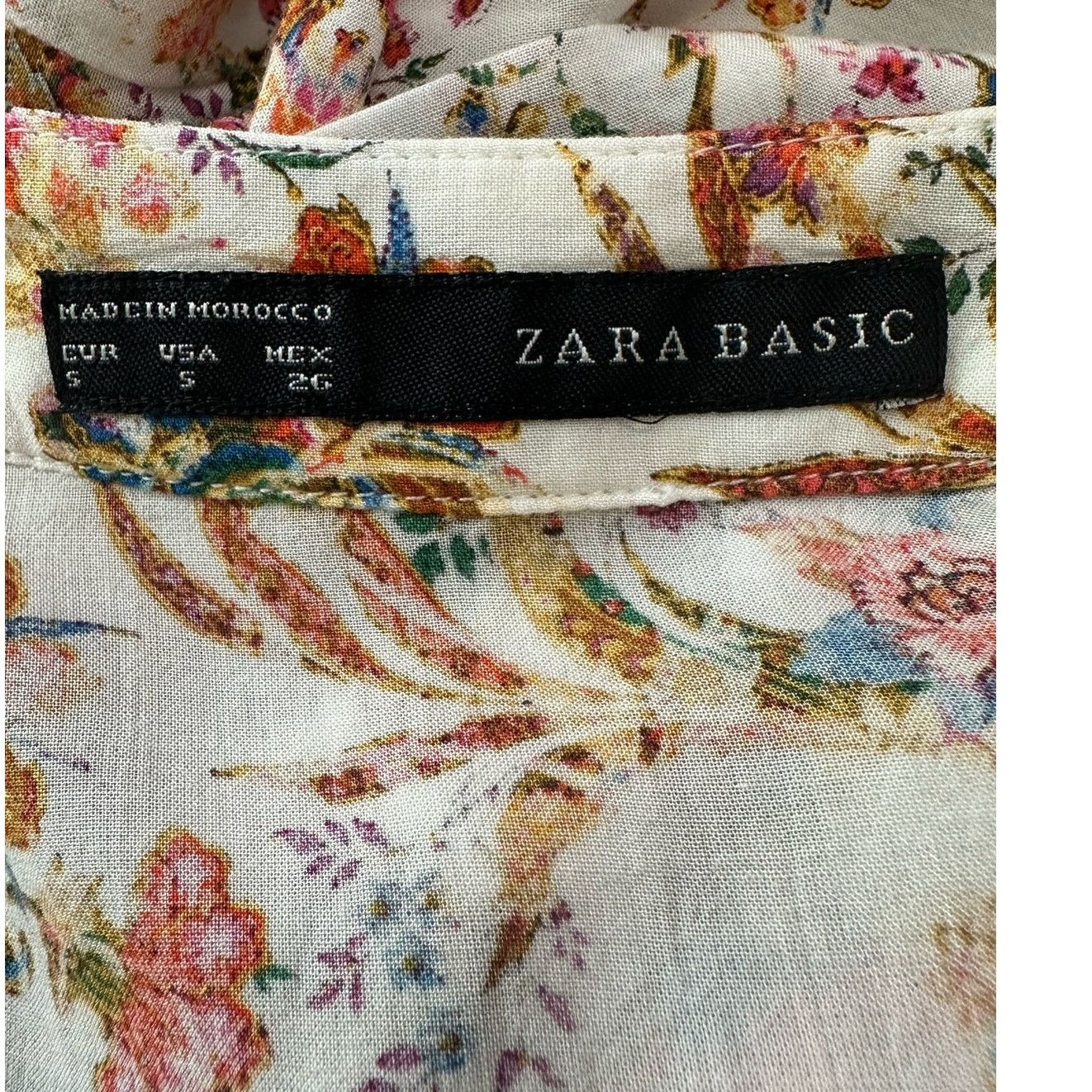 Zara Zara orange green floral summer mini dress size Small Size S / US 4 / IT 40 - 3 Thumbnail