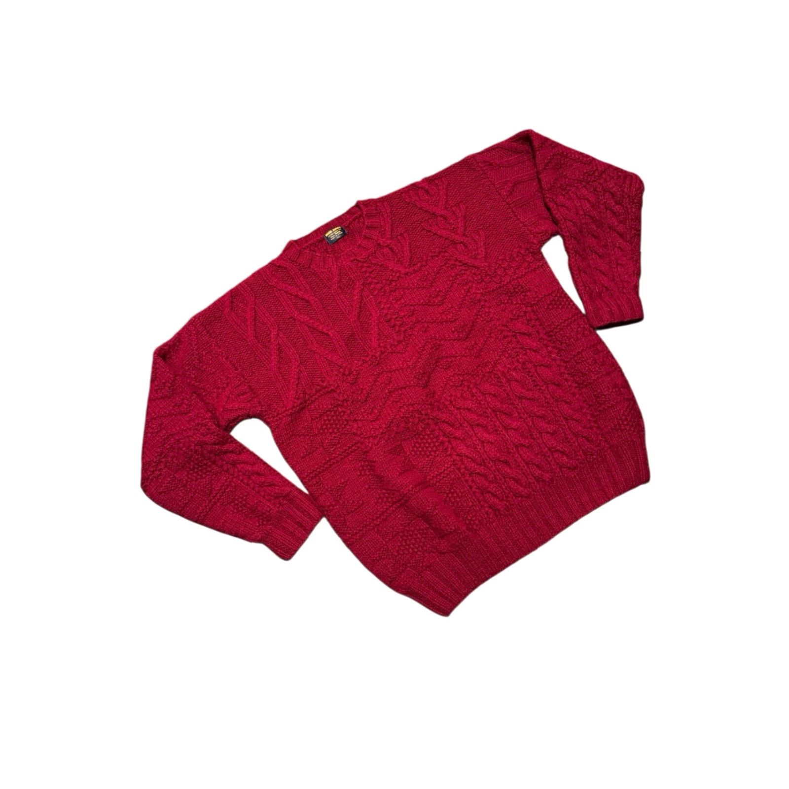 Brooks Brothers VINTAGE Brooks Brothers XL All Wool Aran Cable Knit Fisherman Sweater Deep Burgundy Mens Pullover Crew Neck Knit Wool Size US XL / EU 56 / 4 - 4 Thumbnail