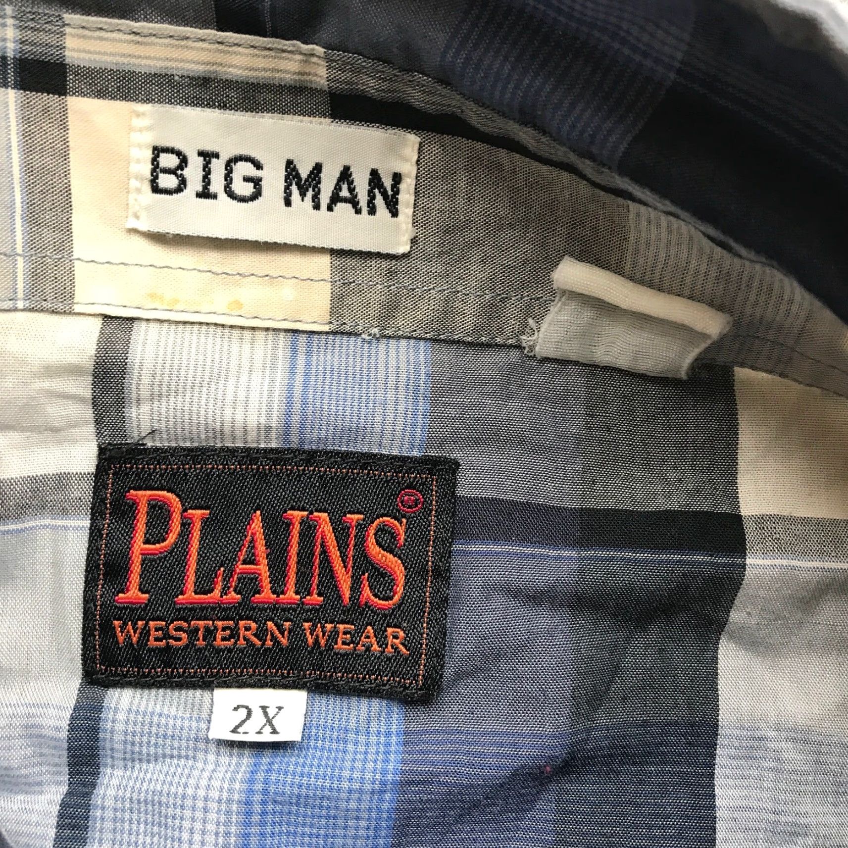 Vintage VINTAGE Plains Western Wear Big Man Button Up Plaid Pearl Snap Shirt Mens 2X Short Sleeve Black Check Logo Casual Mens Old School Size US XXL / EU 58 / 5 - 3 Thumbnail