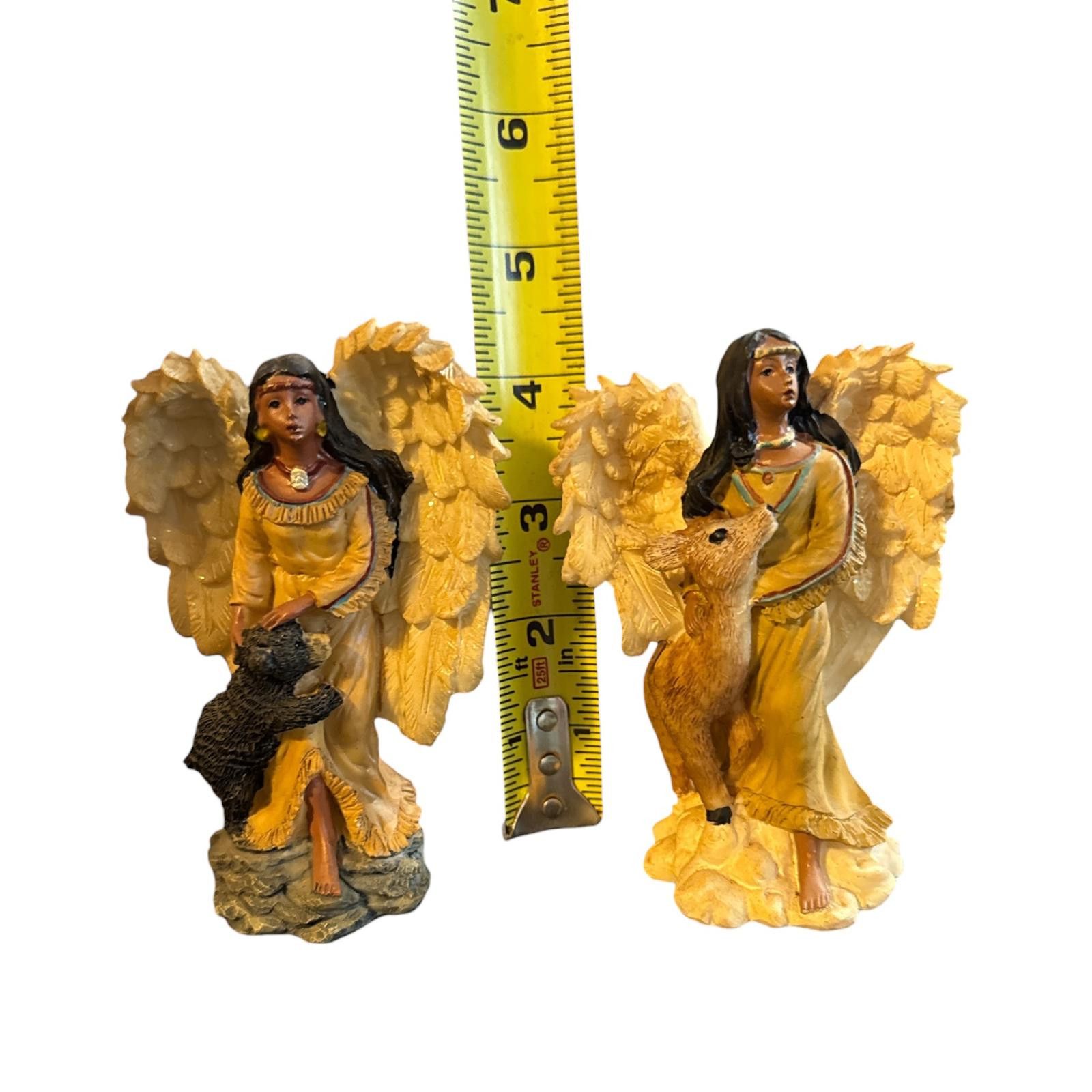 The Unbranded Brand Pair of Native American Angel Figurines with Animal Compans Size ONE SIZE - 1 Thumbnail