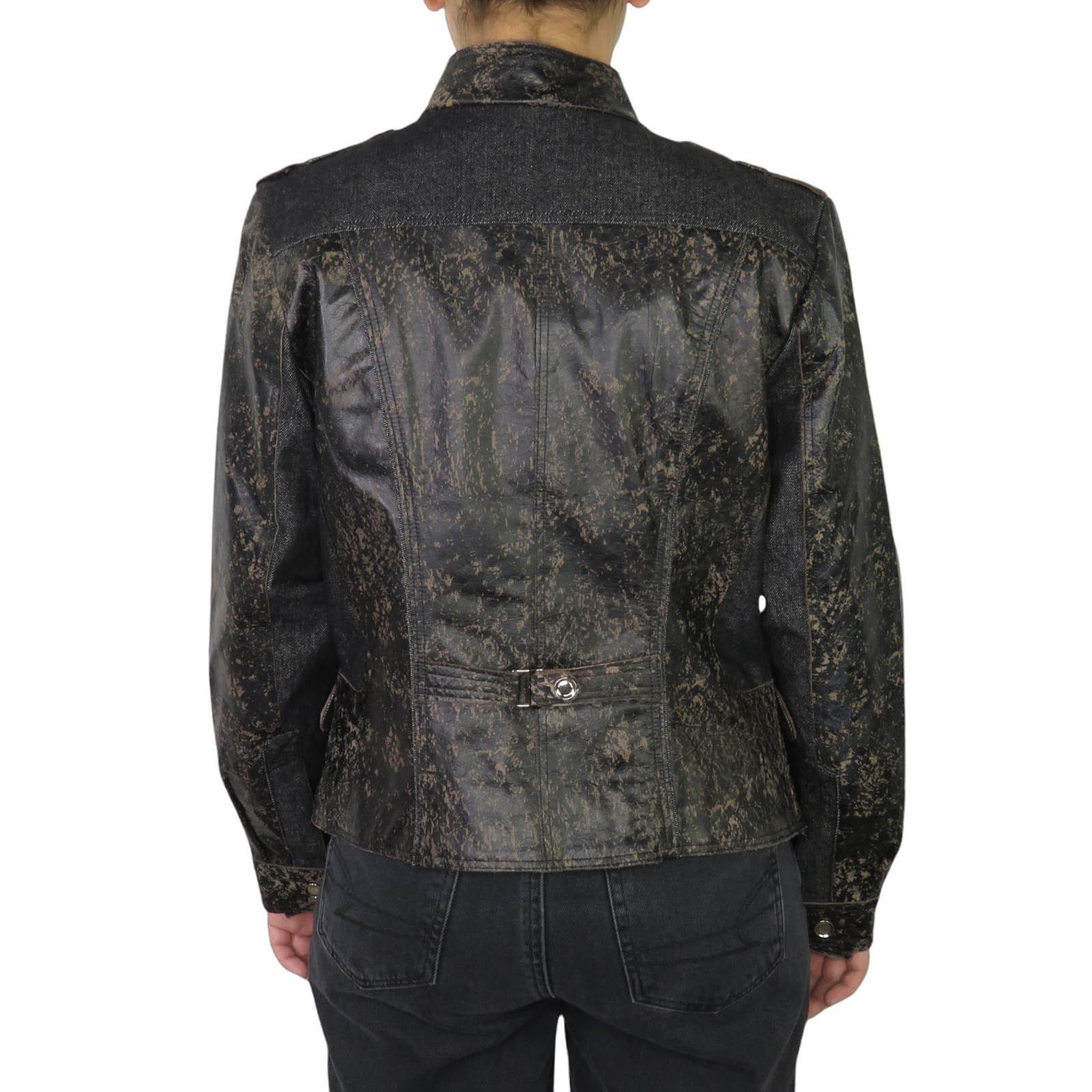 Vintage 90s VTG. Brown Distressed Leather Jacket Moto Biker Medium Size M / US 6-8 / IT 42-44 - 2 Thumbnail