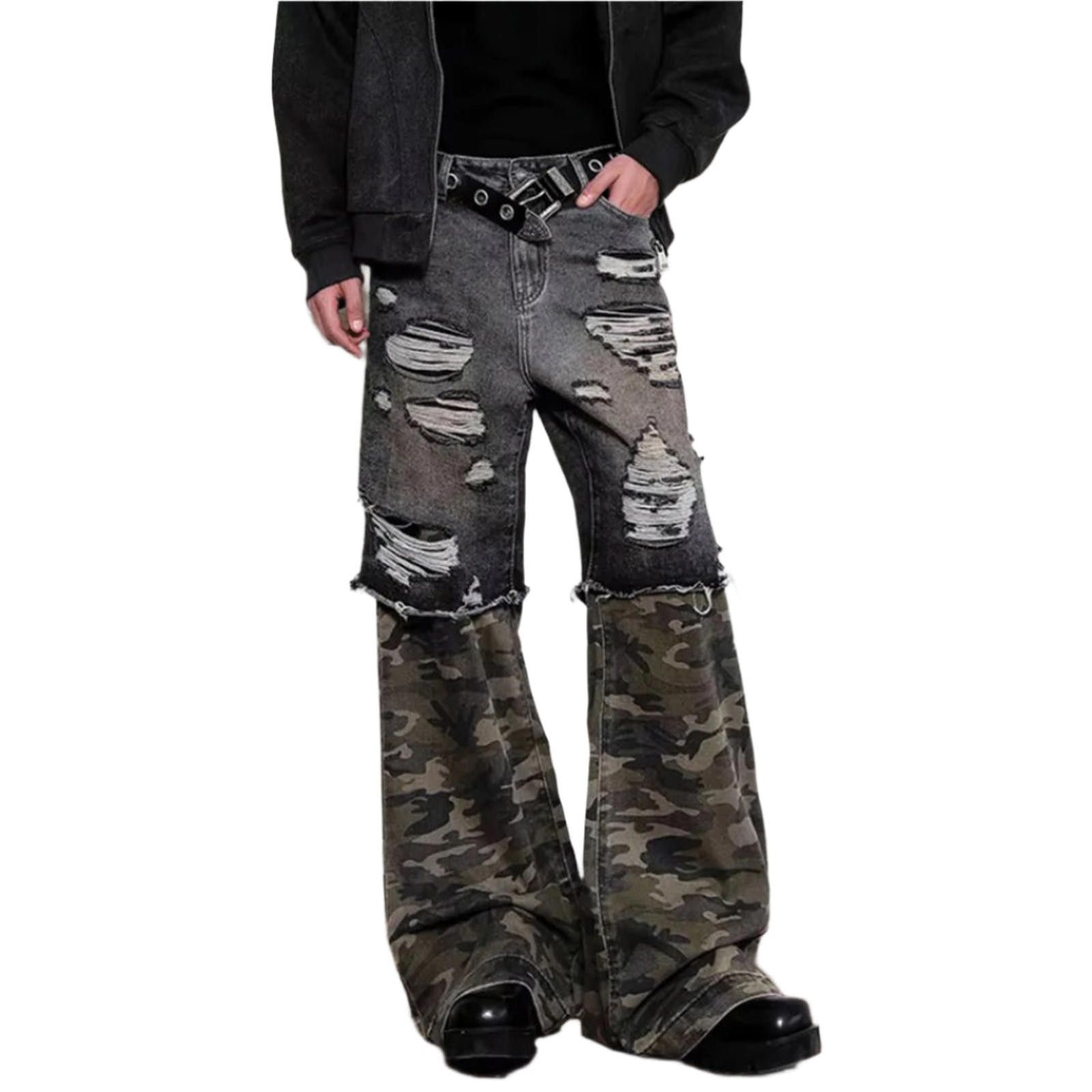 Japanese Brand Dark Camouflage Cargo Jeans Size US 32 / EU 48 - 2 Thumbnail