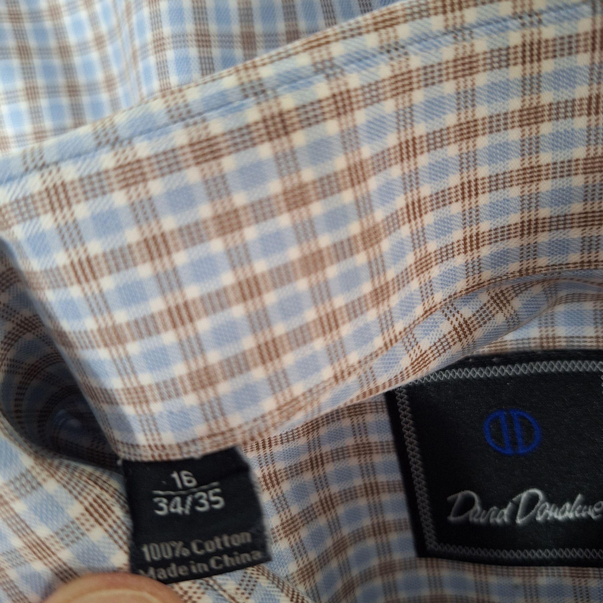 David Donahue David Donahue Dress Shirt 16 34/35 Mens Blue Brown Plaid Cot Size US L / EU 52-54 / 3 - 5 Thumbnail