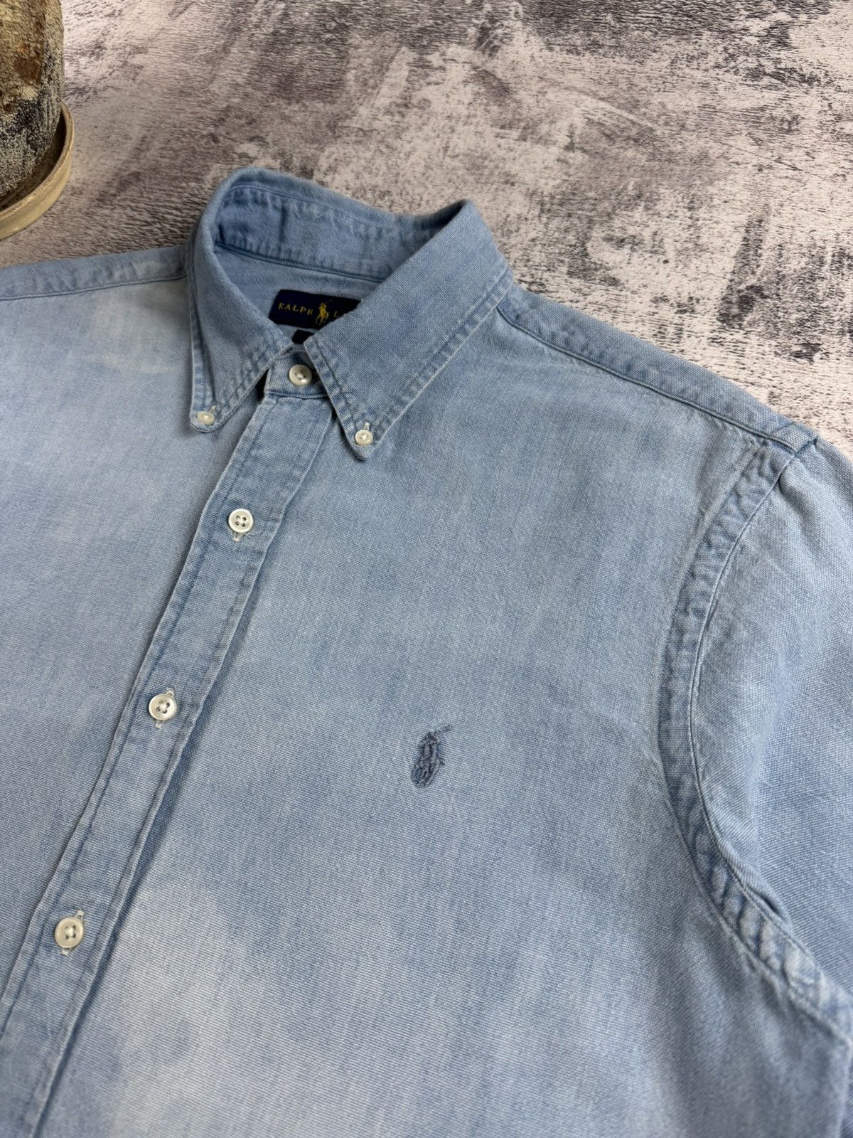 Polo Ralph Lauren Polo Ralph Lauren Denim Jeans Blank Button Shirt T Shirt Size US L / EU 52-54 / 3 - 9 Thumbnail