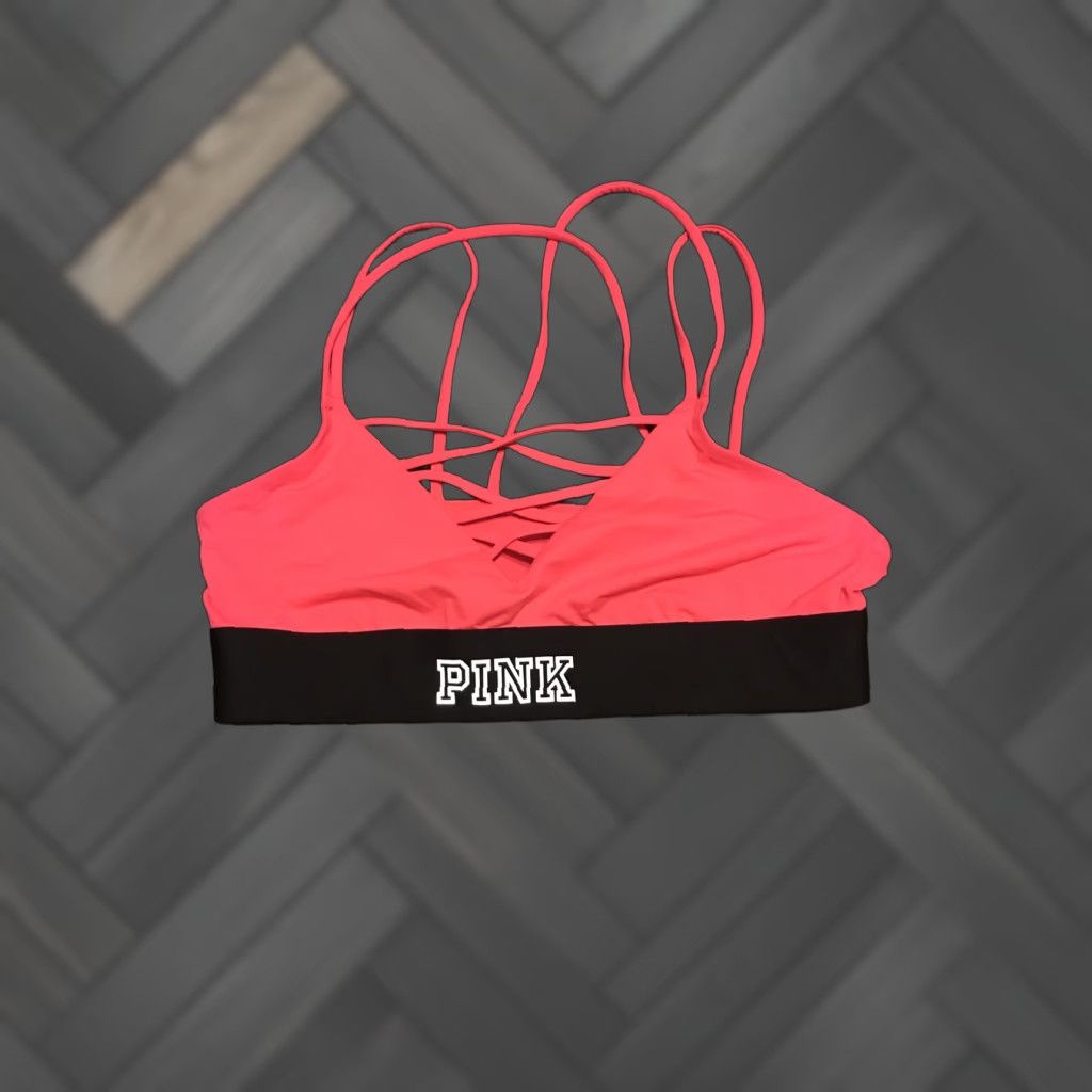 Victoria's Secret PINK ULTIMATE Victoria's Secret Sports Bra Women's S Strappy Racerback Wireless Pocket Logo Light Weight Full Coverage Solid Pattern Victoria Sport Size ONE SIZE - 1 Thumbnail