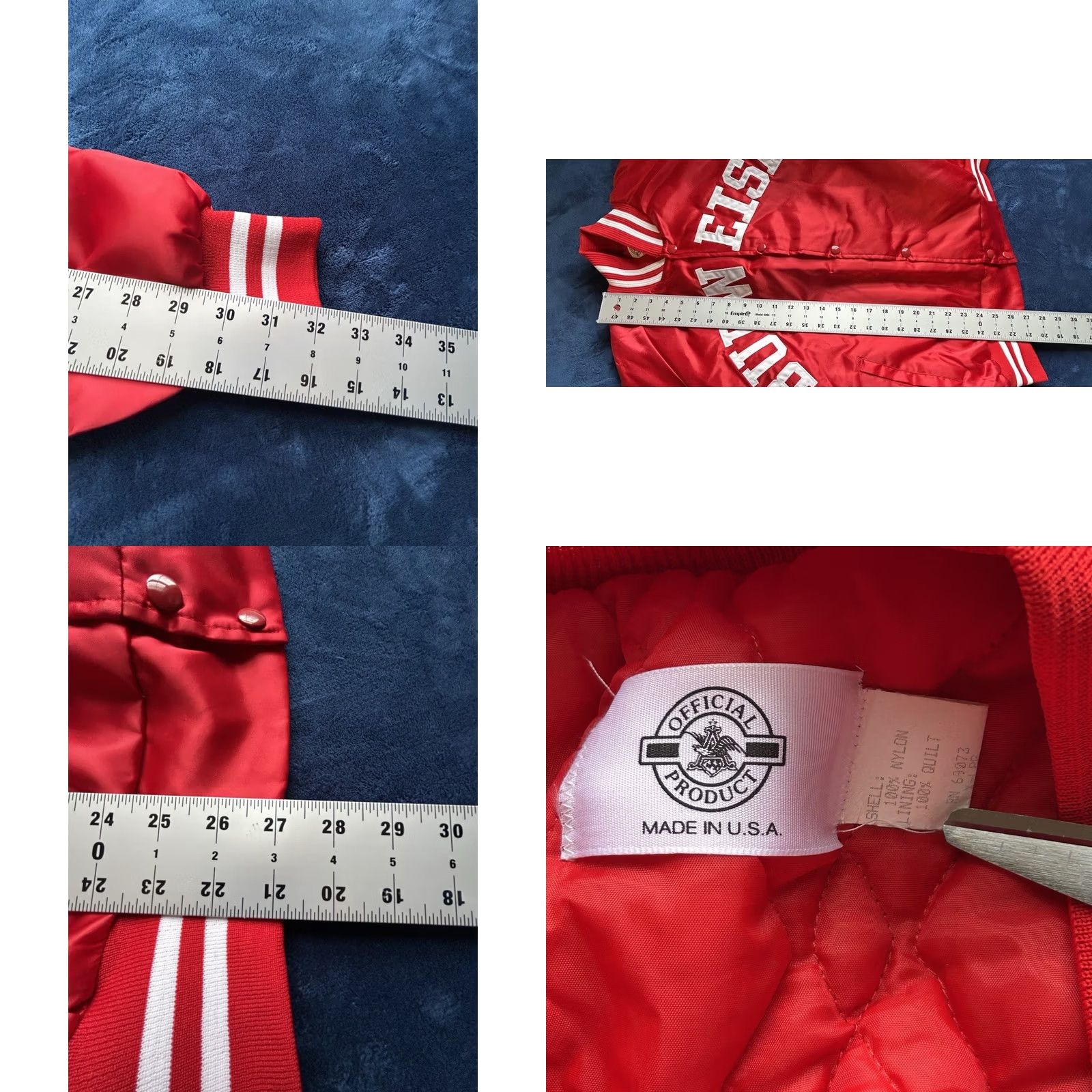 Budweiser Vintage Budweiser Nylon Satin Quilted Jacket - XL Men's Bomber Jacket - USA Made - 80s Vintage Style - Red - 54" Chest - 27" Pit to Pit Size US XL / EU 56 / 4 - 9 Thumbnail