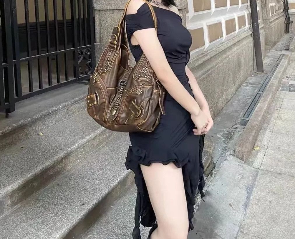 Leather × Vintage Vintage Retro Harajuku Design PU Leather Bag Size ONE SIZE - 2 Thumbnail