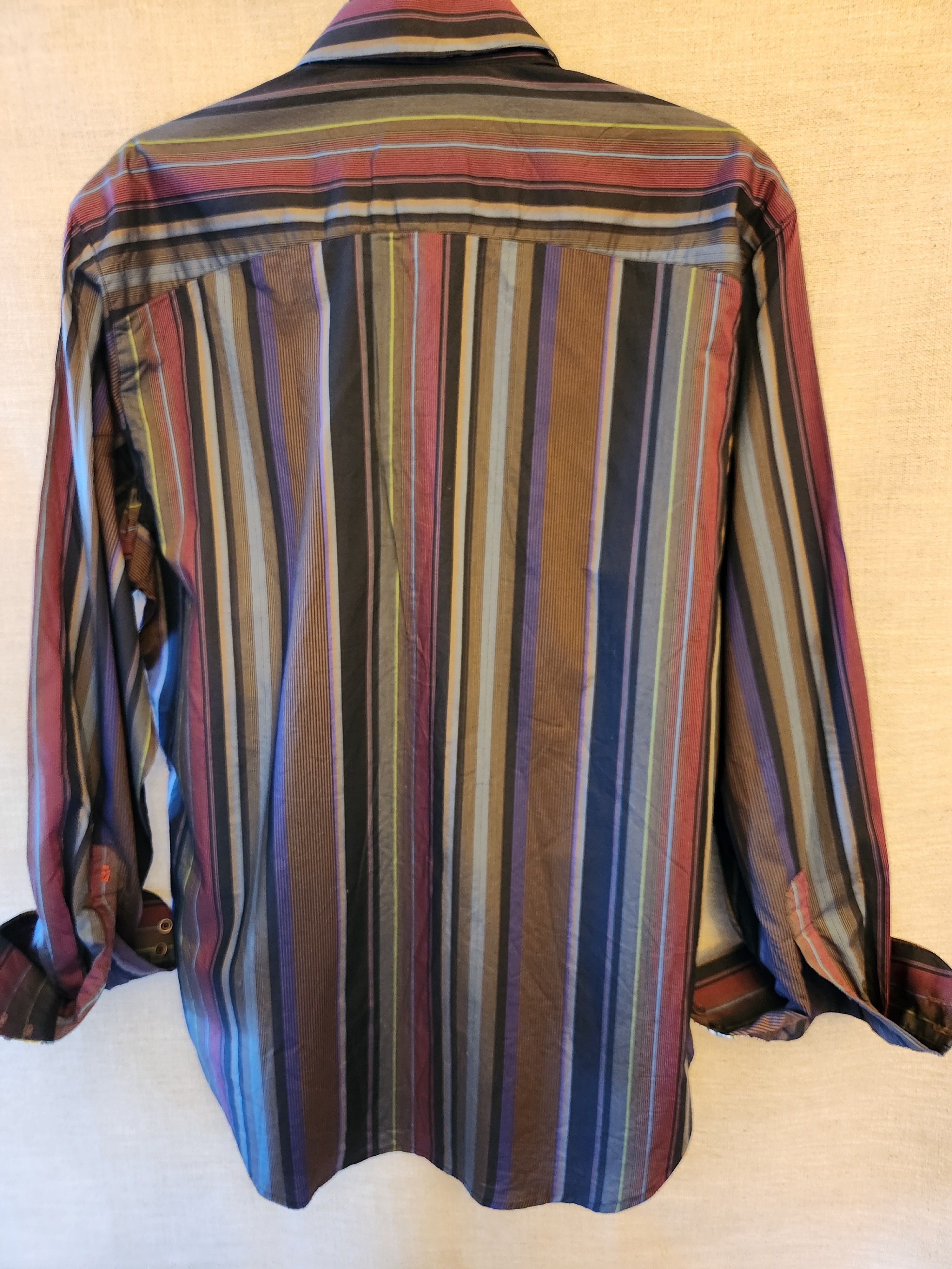 Robert Graham Men's 100% Cotton Multi-Colored Striped Shirt Size US M / EU 48-50 / 2 - 2 Thumbnail