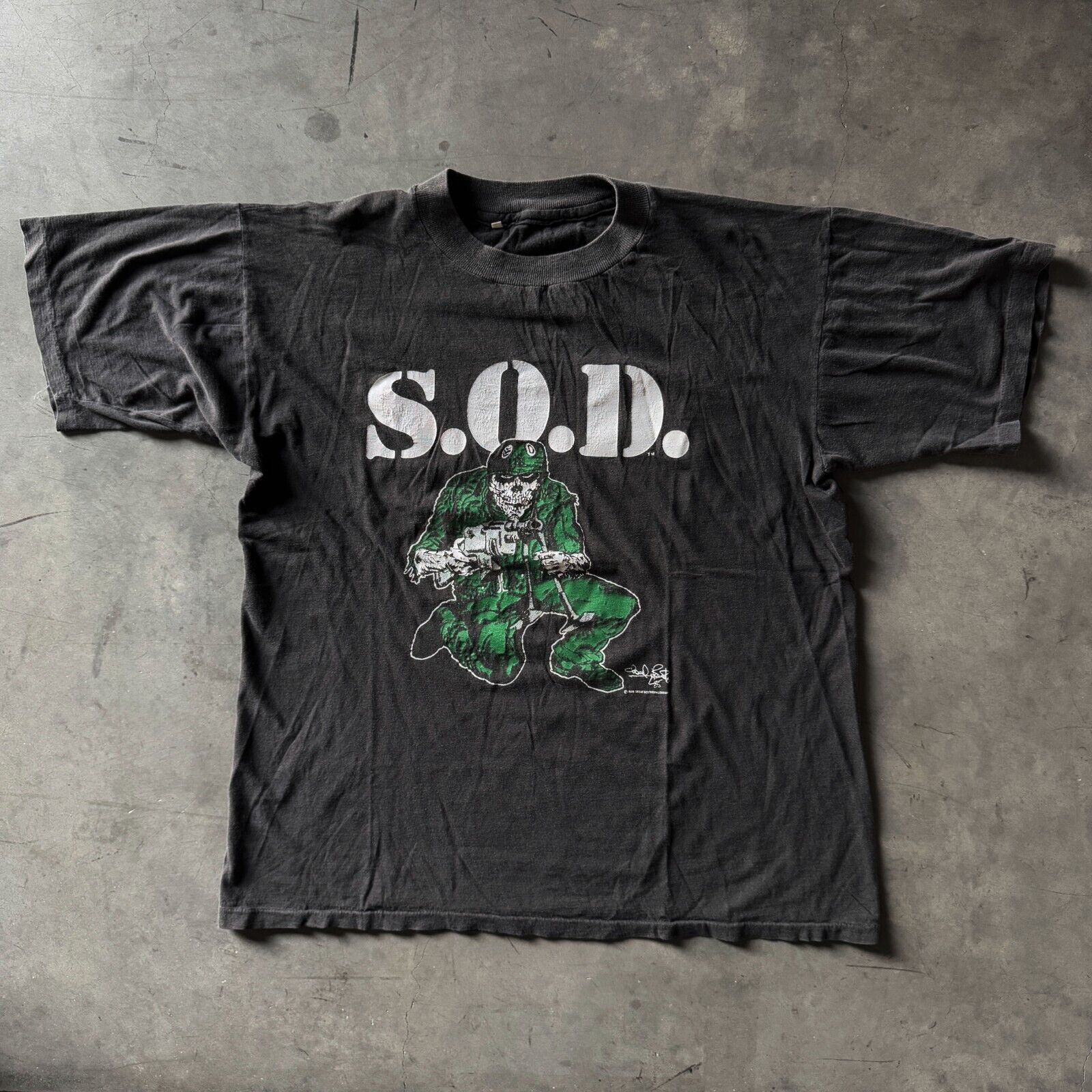 Vintage 80s S.O.D Schism Tour Speak English Rock Band Shirt