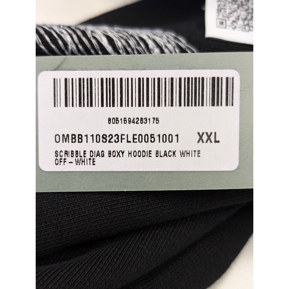 Off-White o1rshd1 Scribble Diag Boxy Hoodie in Black / White Size US XXL / EU 58 / 5 - 13 Thumbnail