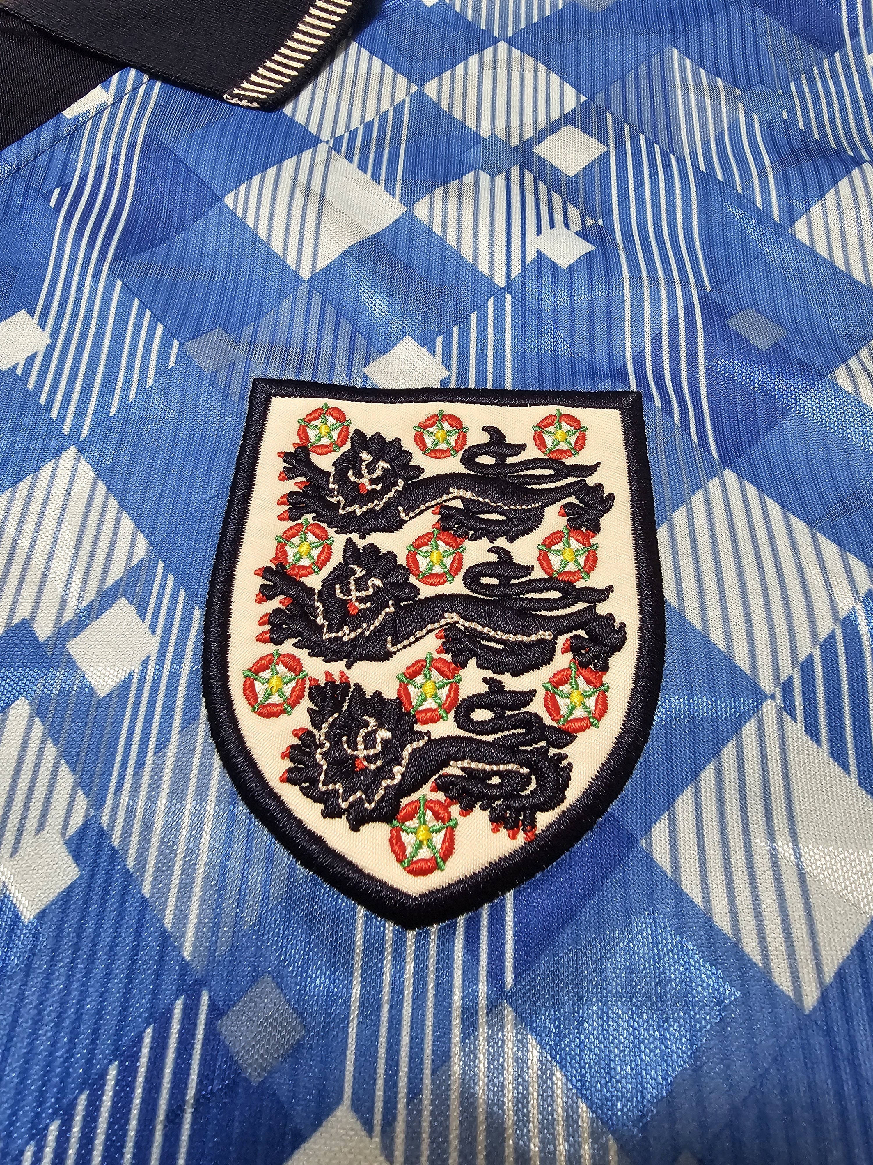 Vintage ENGLAND 1990 1992 THIRD FOOTBALL SHIRT SOCCER JERSEY Size US S / EU 44-46 / 1 - 4 Thumbnail