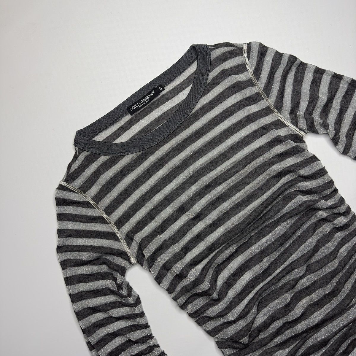 Dolce & Gabbana Dolce & Gabbana Striped Distressed Long Sleeve Top – Size 40 Size S / US 4 / IT 40 - 3 Thumbnail
