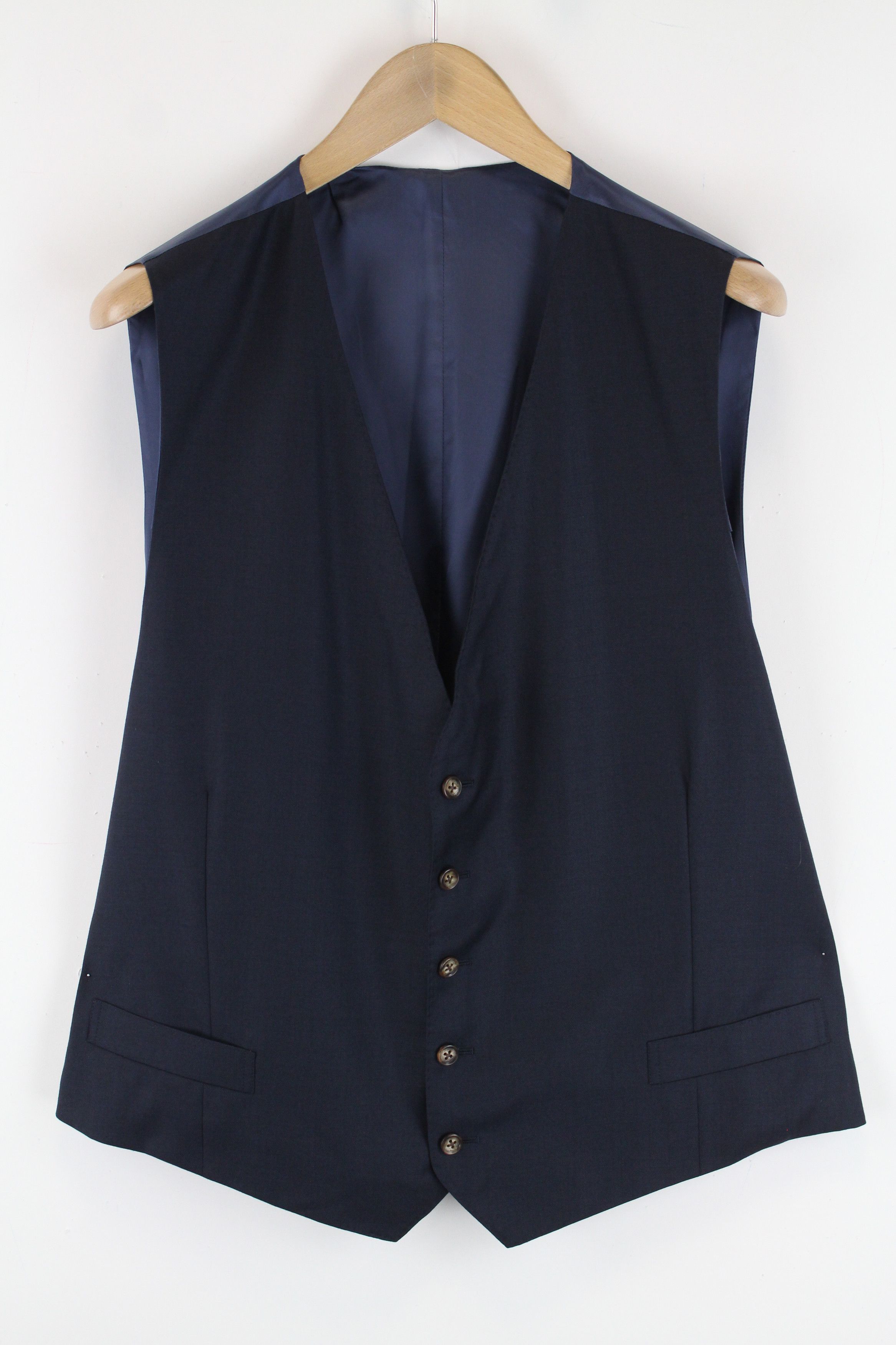 Suitsupply LAZIO UK50S Wool Navy Waistcoat Trousers Set 60875 Size 50S - 3 Thumbnail