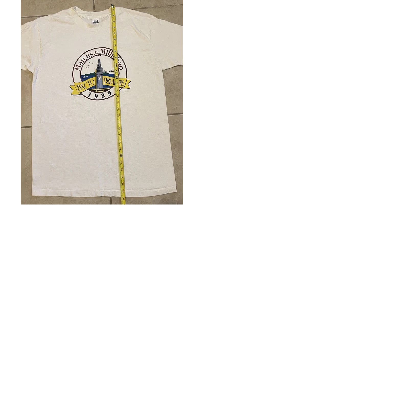 Vintage VINTAGE Bay To Breakers Shirt 80s Grunge White L Mens Golden Gate Bridge California Striped Single Stitch T-Shirt Size US L / EU 52-54 / 3 - 11 Thumbnail
