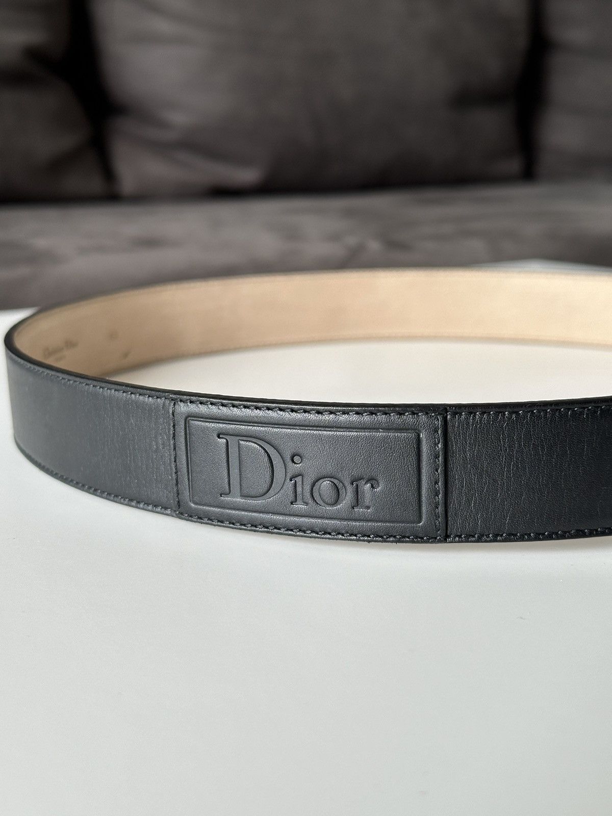 Christian Dior Monsieur DIOR Rasta Black Logo Leather Belt Vintage 2000’ Size: 28-30 Size ONE SIZE - 3 Thumbnail
