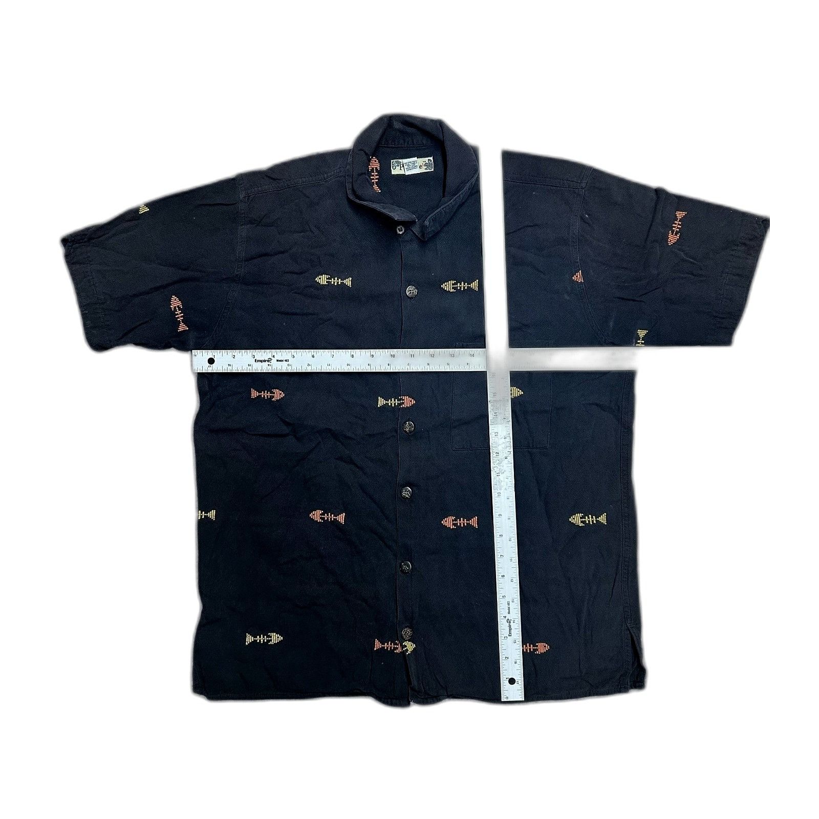 Vintage Vintage Picante Embroidered Fish Button Up Shirt Black Mens Size US M / EU 48-50 / 2 - 3 Thumbnail