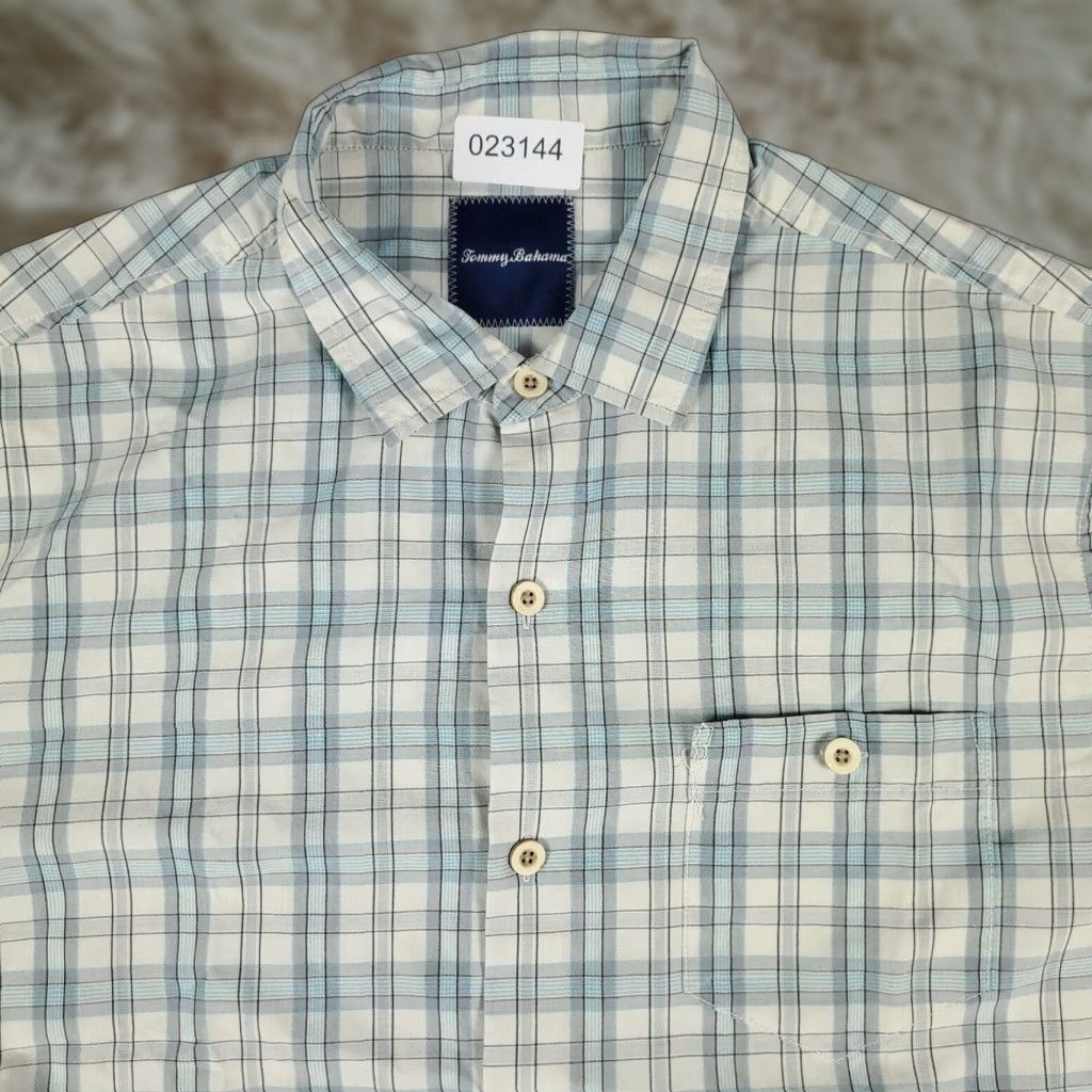 Tommy Bahama Tommy Bahama Shirt Mens Large Blue Plaid Silk Cotton Button Up Short Sleeve S... Size US L / EU 52-54 / 3 - 1 Thumbnail