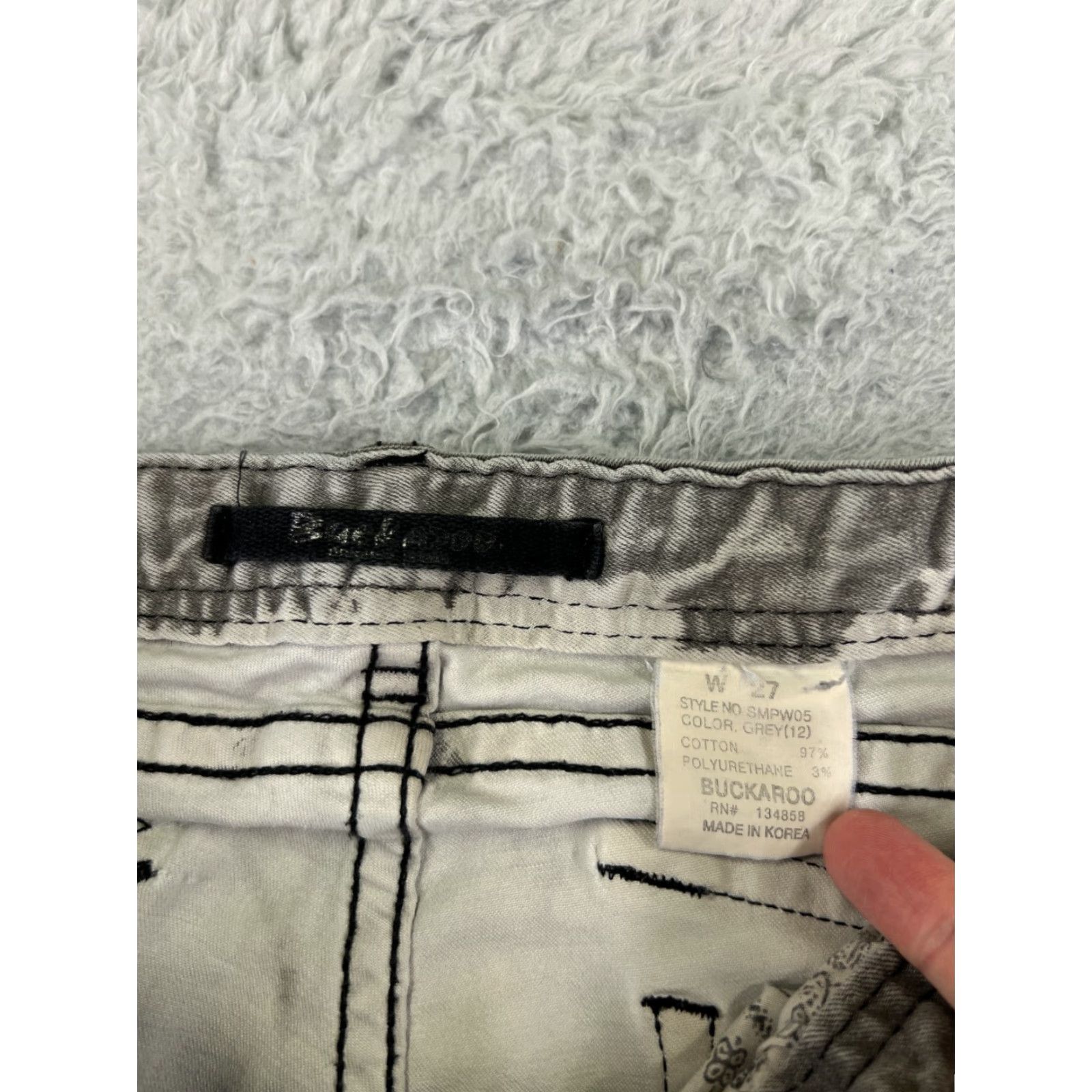 Denime VINTAGE Buckaroo Jeans Womens 27 Gray Denim Low Rise Skinny Embellished 90s Retro American Designer Buckaroo Size 27" / US 4 / IT 40 - 6 Thumbnail