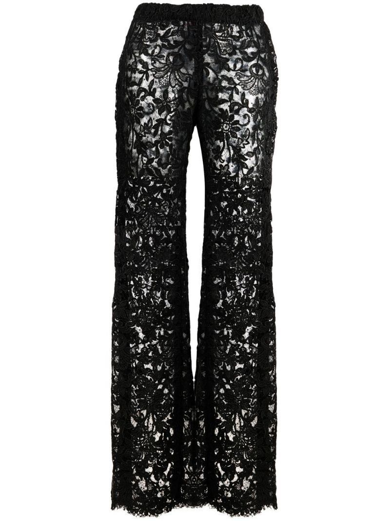 Saint Laurent Paris o1la1rc1a0425 720946 Pant in Guipure Lace in Black Size 26" / US 2 / IT 38 - 1 Thumbnail