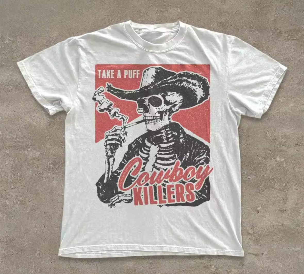 Other Street Retro Vintage Y2K Cowboy Skeleton Smoking T-Shirt Size US M / EU 48-50 / 2 - 1 Thumbnail