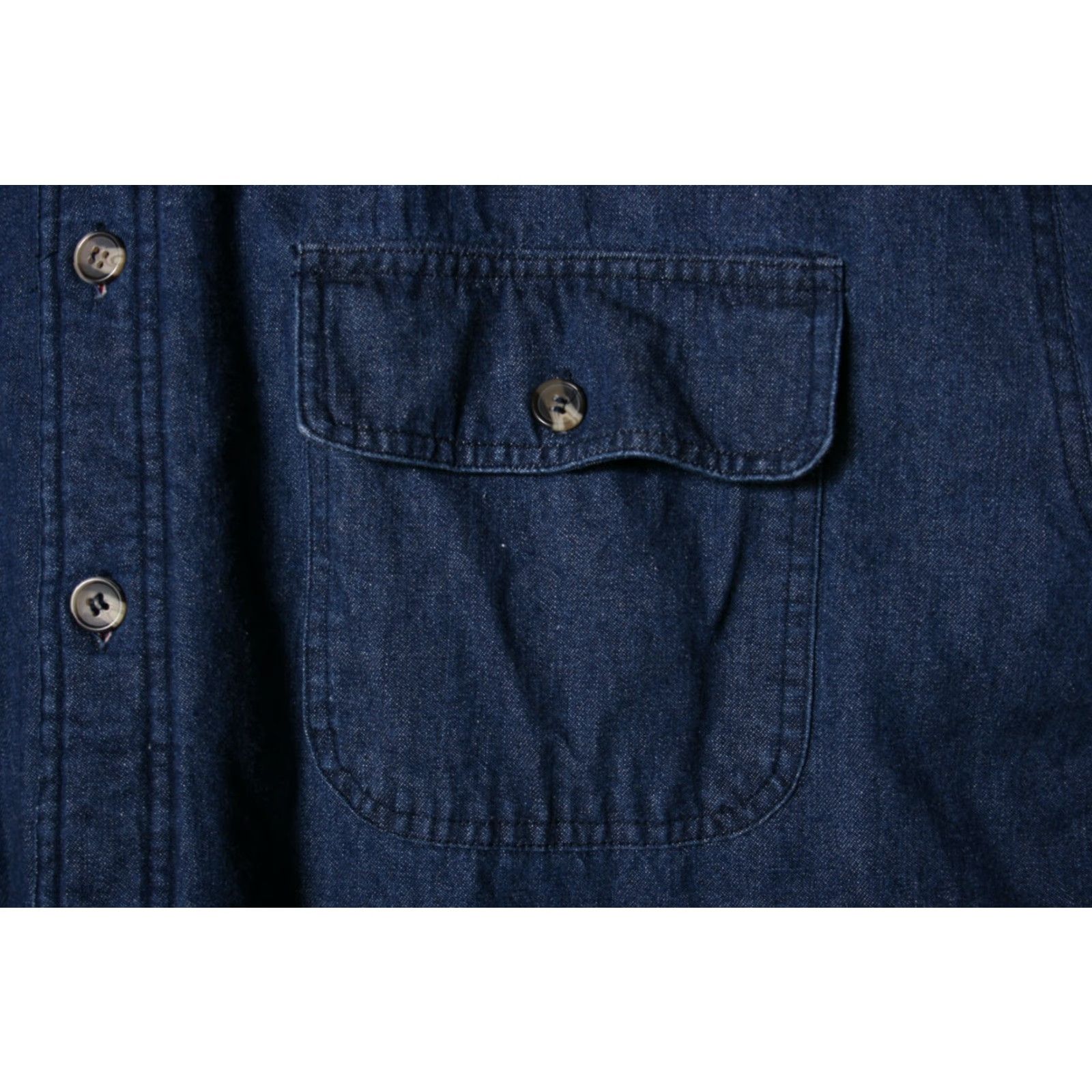Denime VINTAGE O'KIEF Button-Up Shirt Jacket Blue Chambray Denim Fleece Lined Sz L Mens Size US L / EU 52-54 / 3 - 3 Thumbnail