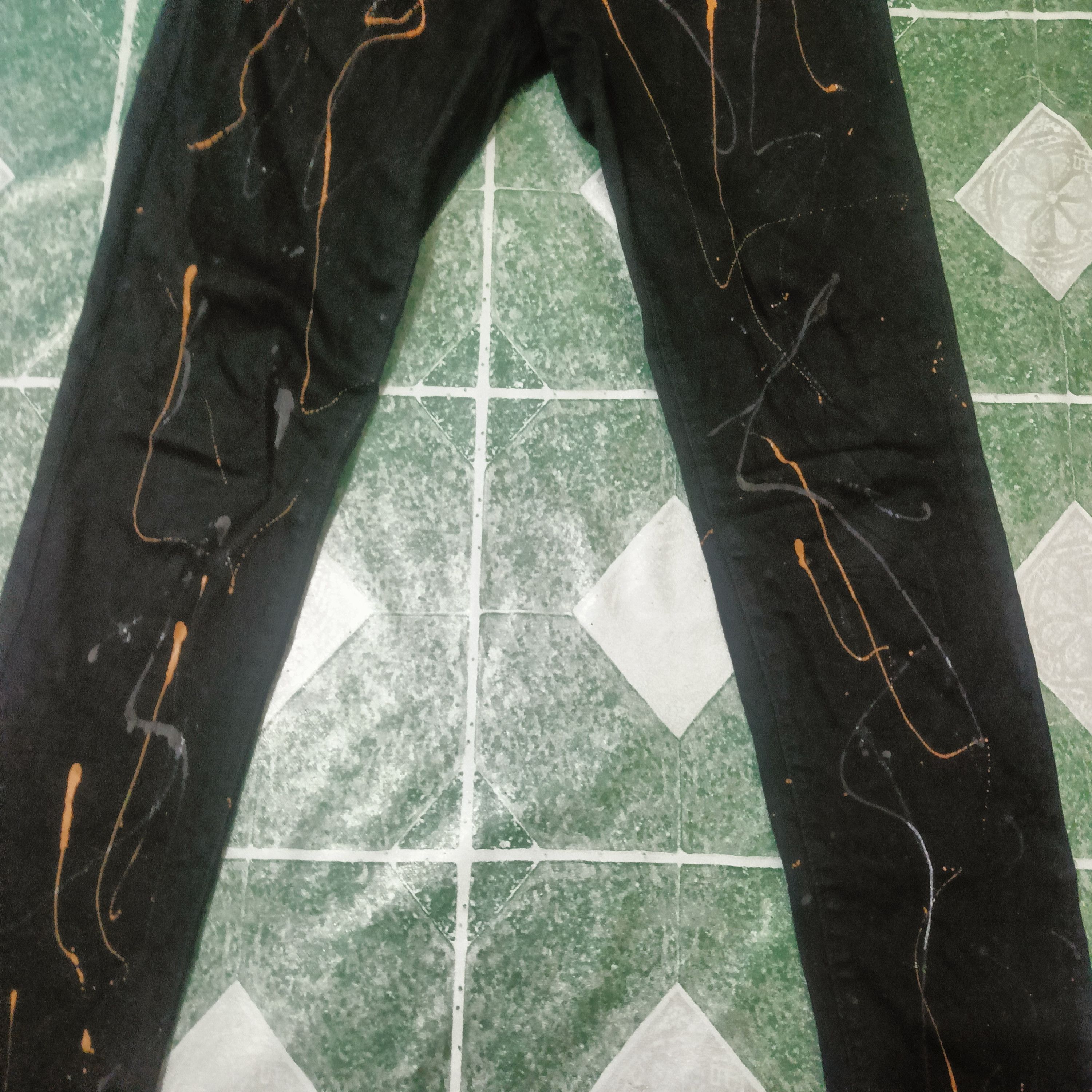 GEO 💥Insane💥 GEO BY GEOVANNY art PAINTING Stretch skinny PANTS Size US 32 / EU 48 - 3 Thumbnail
