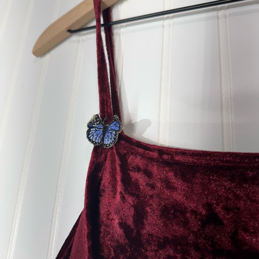 Other VTG Joule Burgundy Crushed Velvet Slip Dress Size L / US 10 / IT 46 - 5 Thumbnail