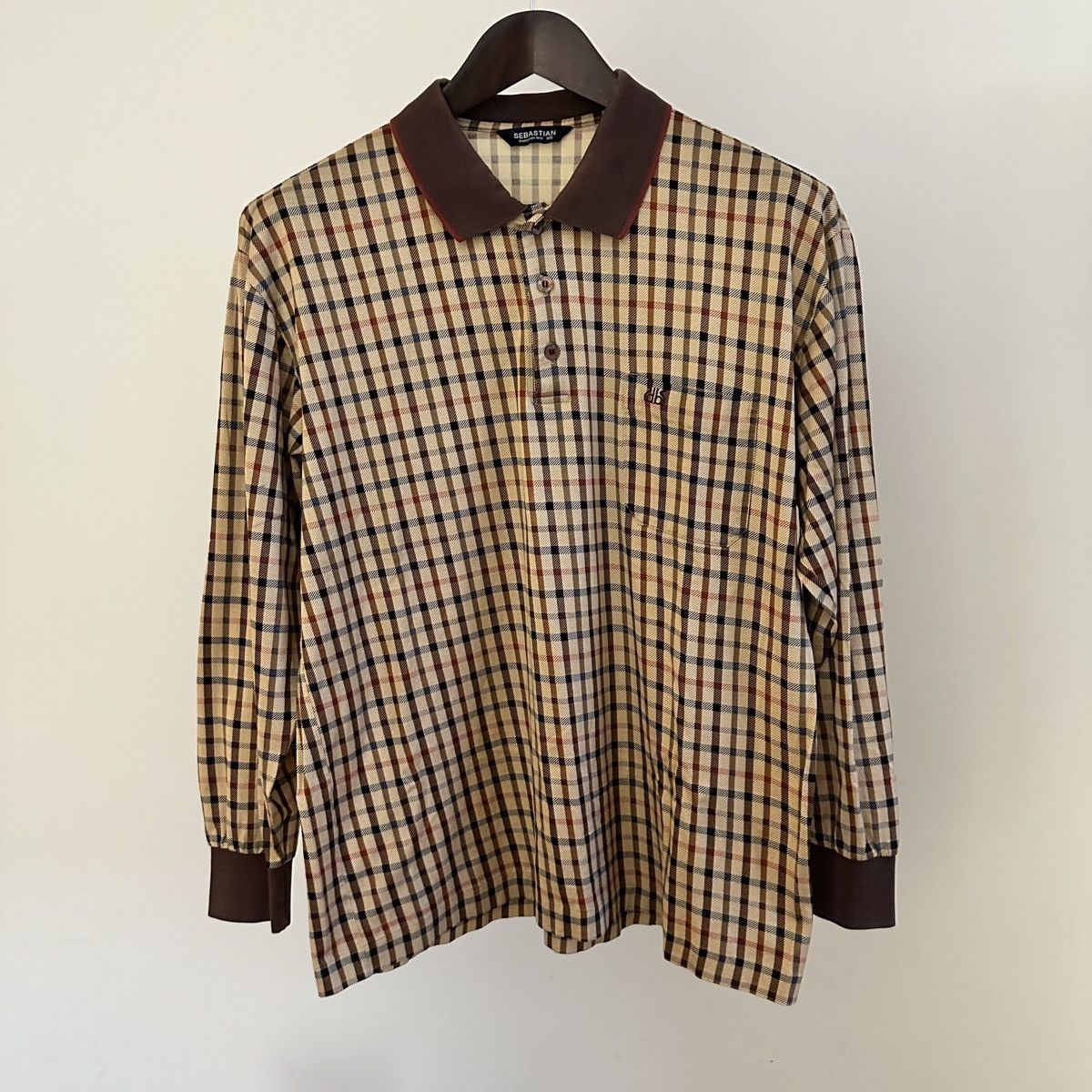 Vintage Vintage Sebastian Plaid Polo Longsleeve T-Shirt Size M Size US L / EU 52-54 / 3 - 1 Thumbnail