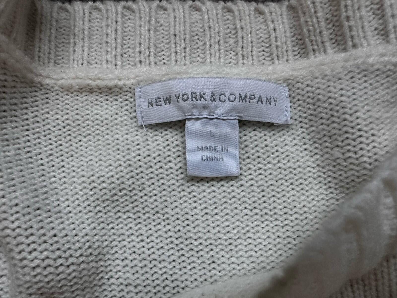Other New York & Company Sweater Women Knit Flowers White Large Size L / US 10 / IT 46 - 4 Thumbnail
