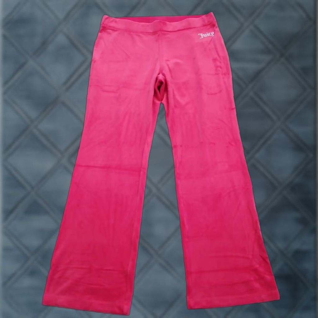 Juicy Couture Juicy Couture Sweatpants Womens Large Pink Velour Pull On Bootcut Rhinestones Pants 30.5in Inseam Size 24" / US 00 / IT 34 - 1 Thumbnail